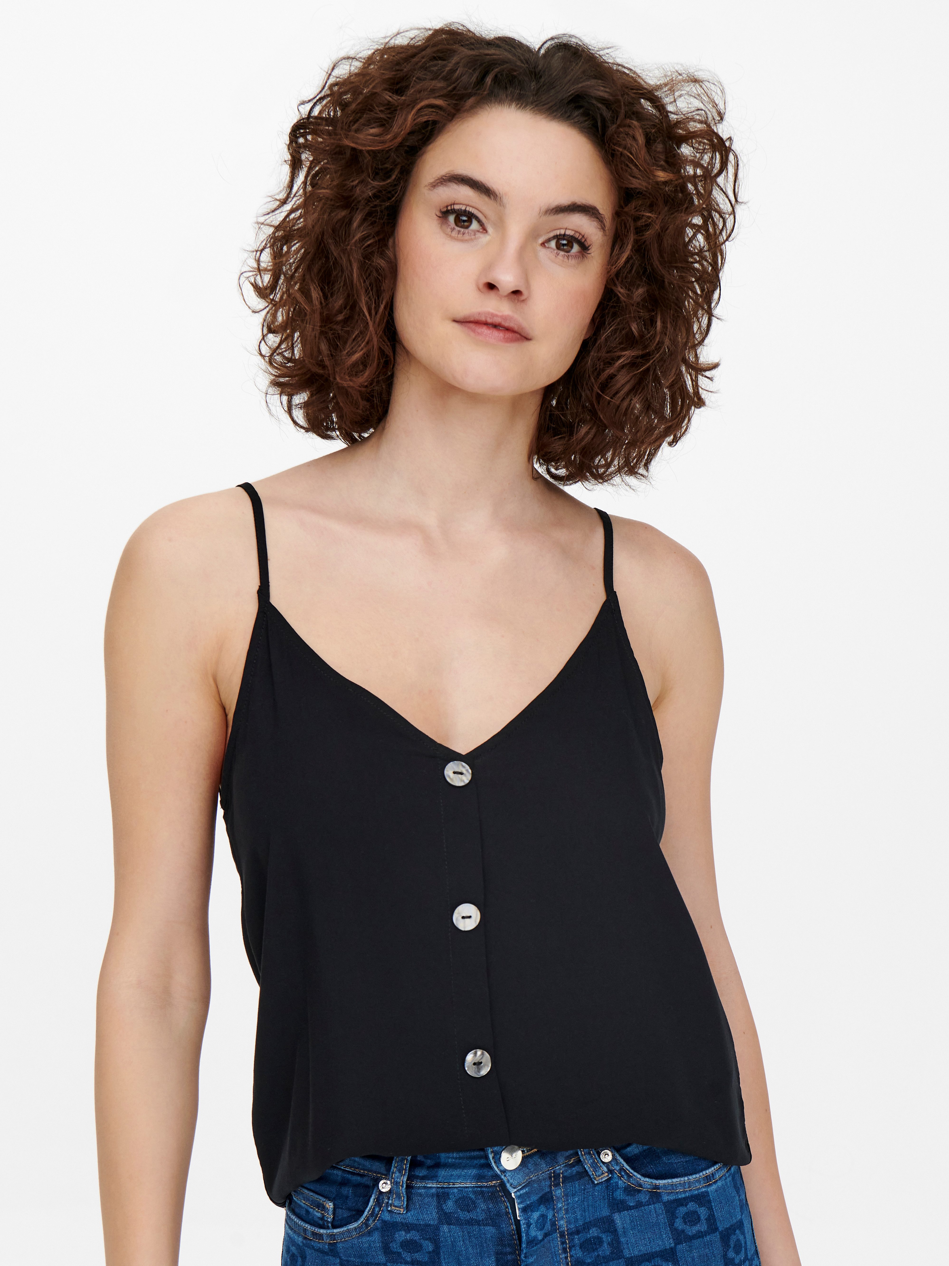 Only Top ONLNELLY LIFE BUTTON SINGLET SOLID NOOS