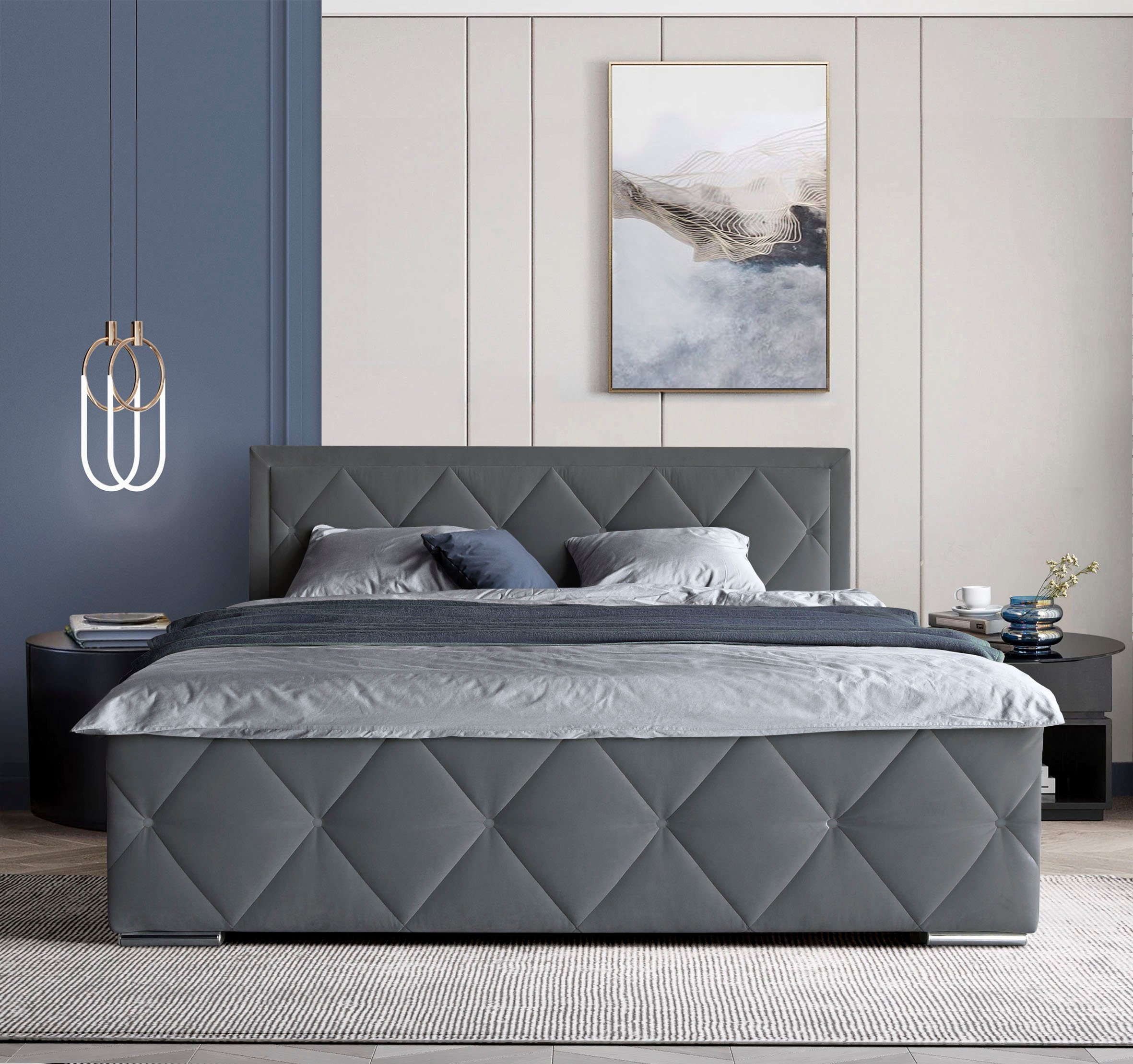 Leonique Boxspring Alfie, bestseller! Inclusief bedlade & topper Optioneel met knoopstiksels of strassstenen, H2, H3 en H4 verkrijgbaar