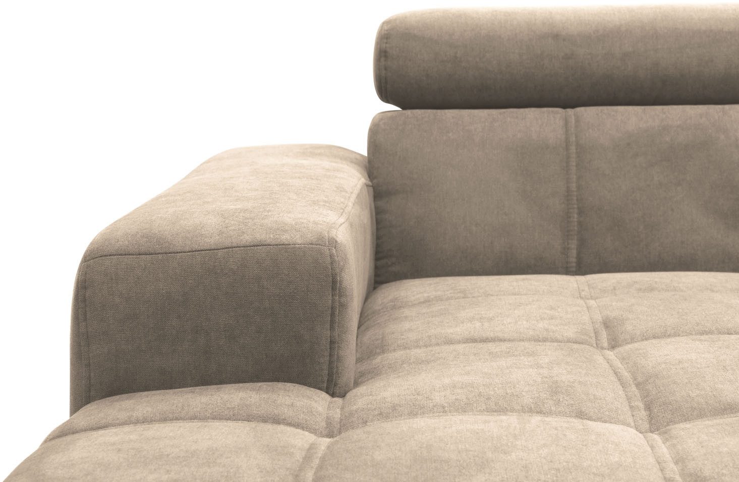 DOMO collection Hoekbank Trento L-vorm, met sledevoet of enkele voet naar keuze met verstelbare hoofdsteun, récamier links/rechts bestelbaar