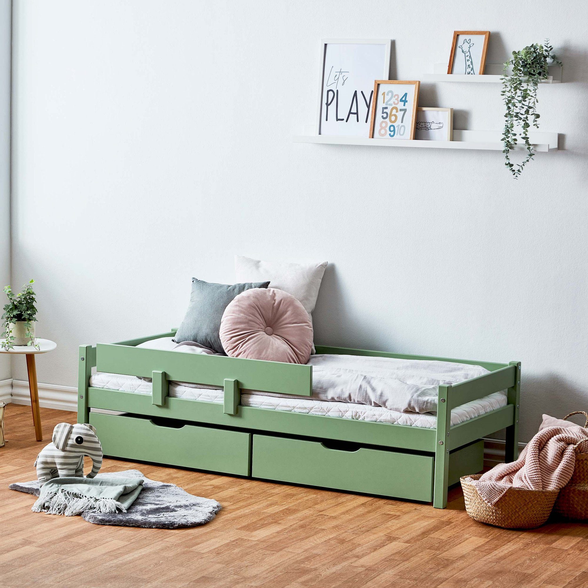 Lüttenhütt Kinderbed ECO One Kinderbed met valbeveiliging, met 2 laden