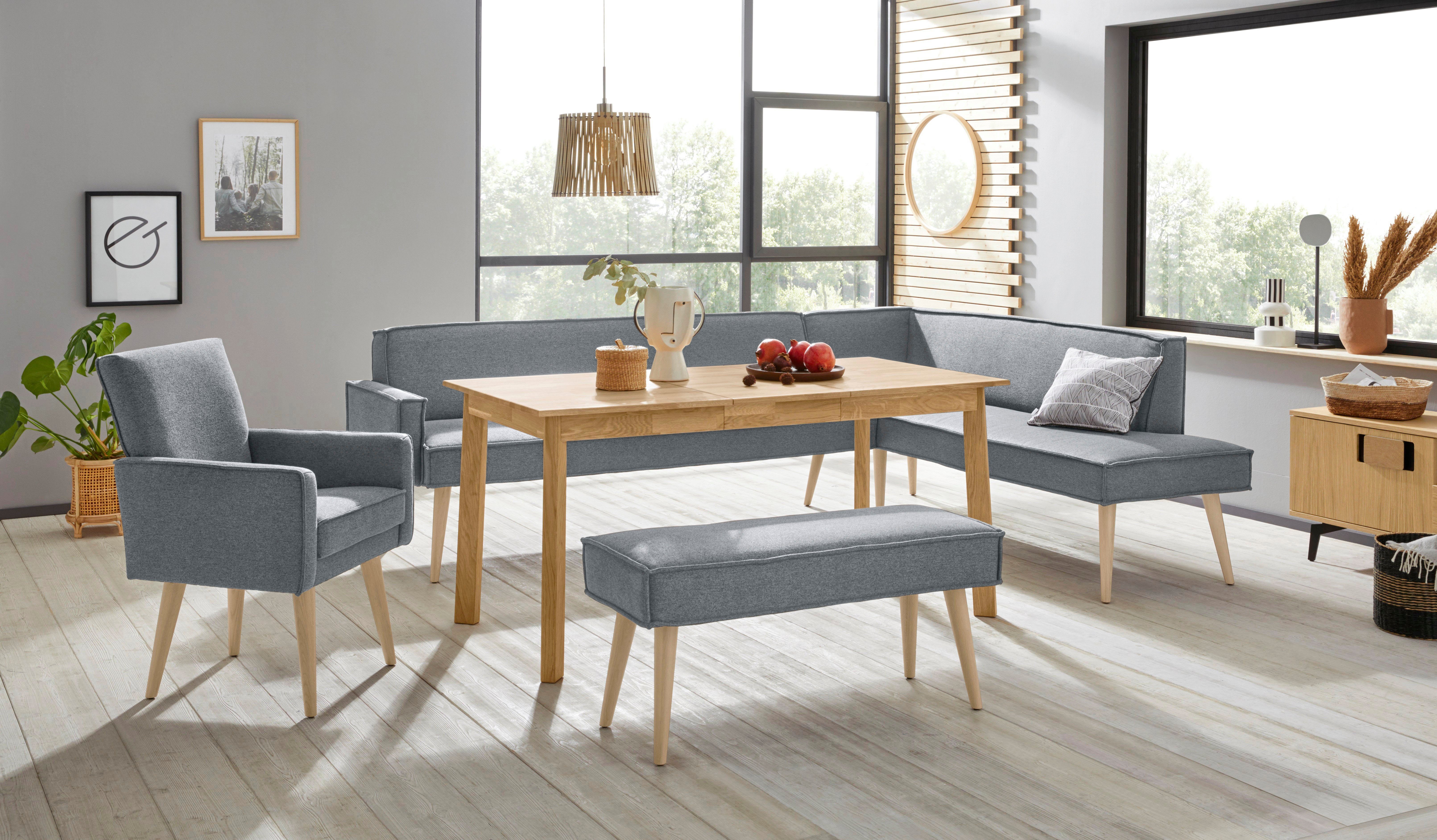 exxpo - sofa fashion Hoekbank Lungo, moderne paspelnaad, comfortabel en elegant, hoge houten voet