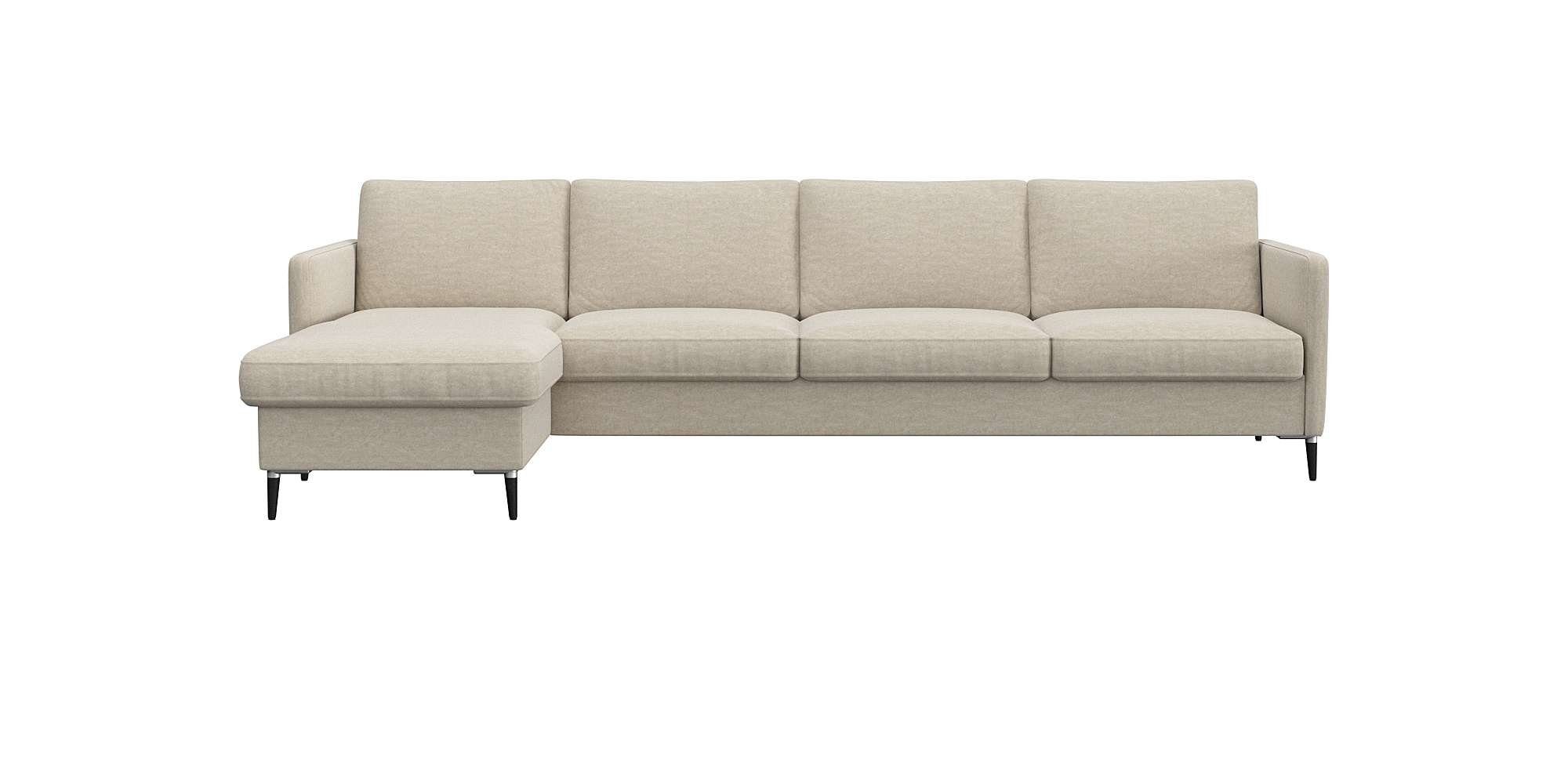FLEXLUX Hoekbank Fiore, L-vorm smalle armleuningen, koudschuim, poten aluminium + zwart wit, hoekbanken
