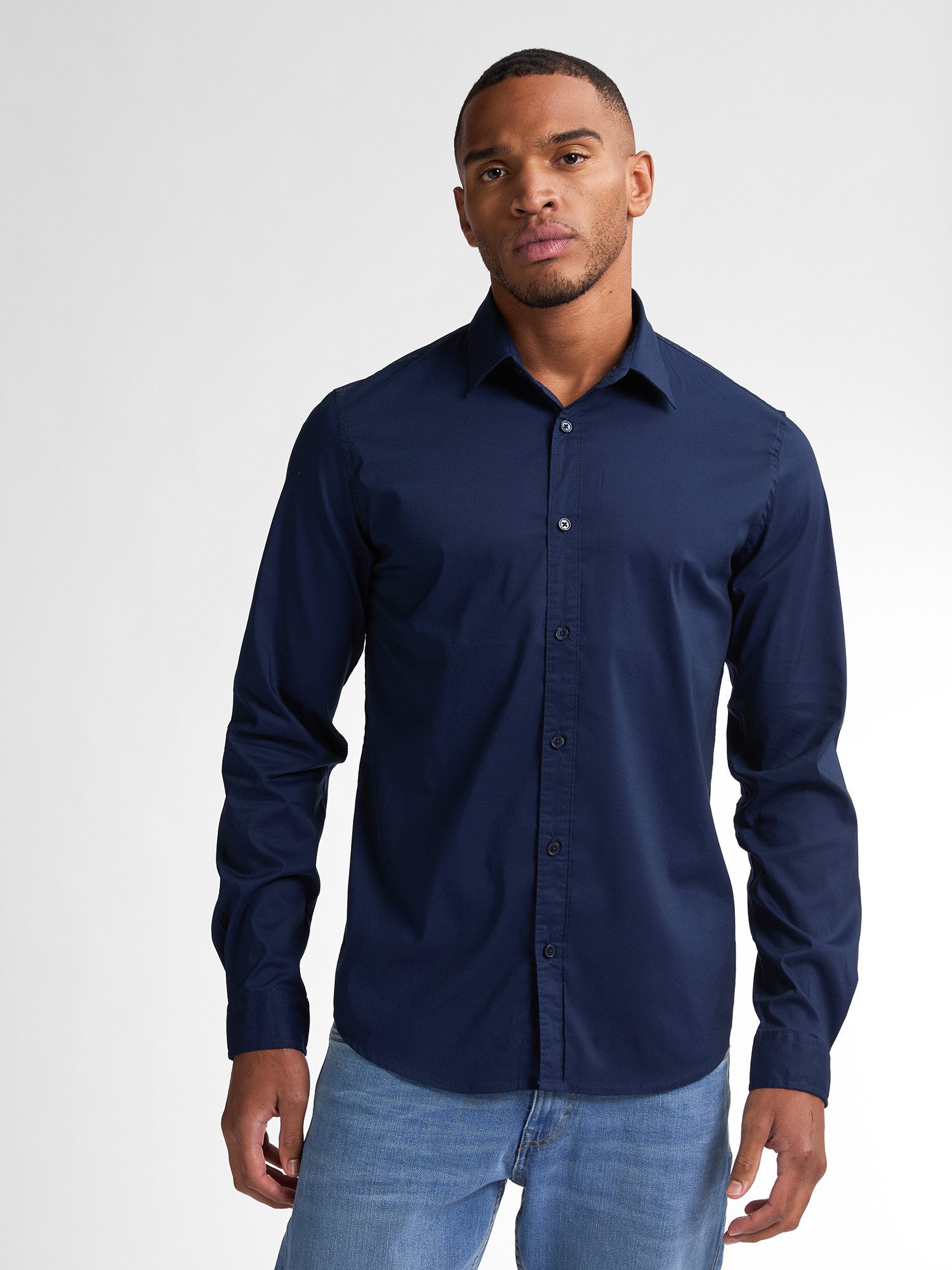 Petrol Industries Shirt met lange mouwen met button-downkraag heren longsleeves maat L blauw