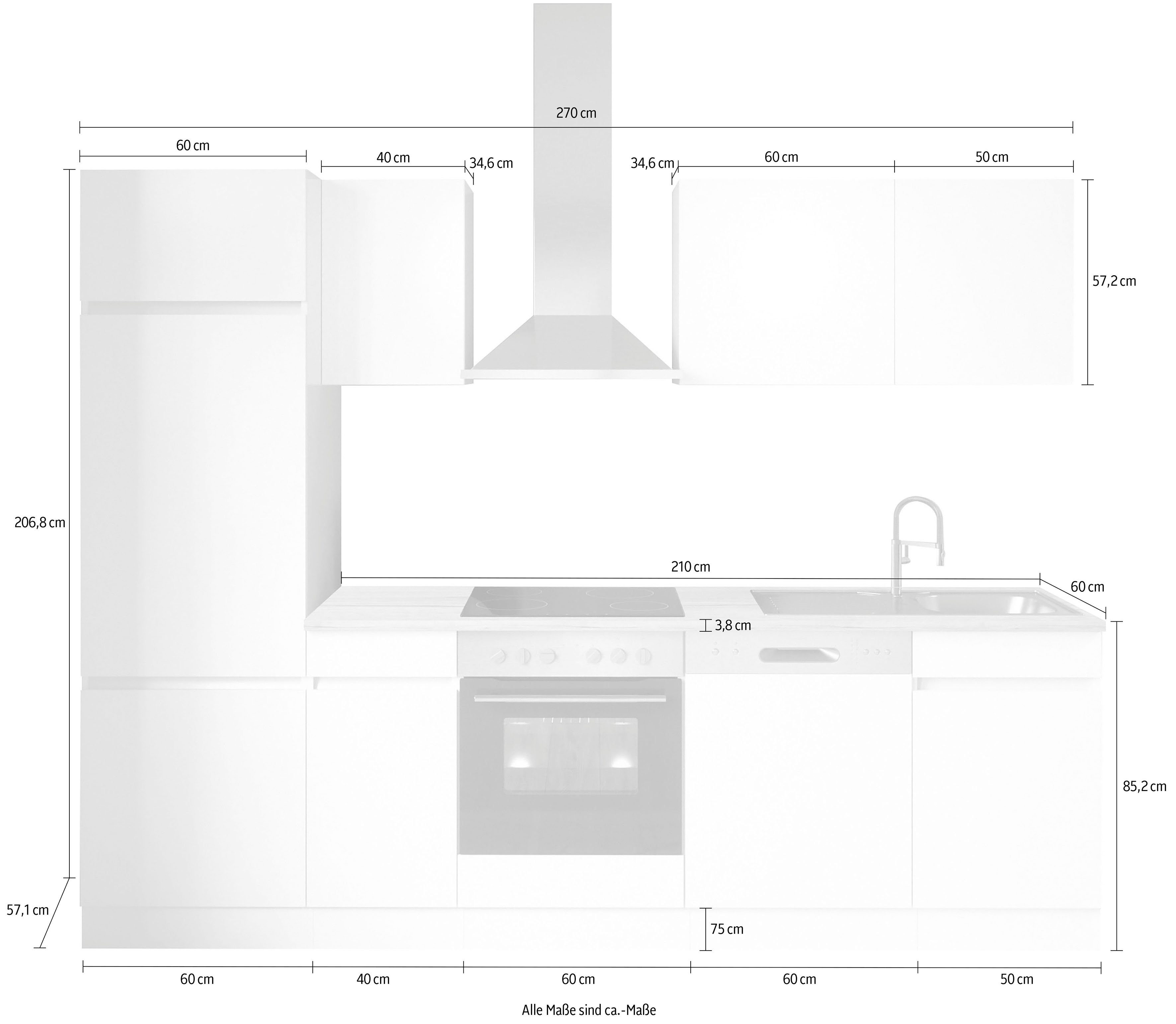 OPTIFIT Keuken Safeli Breedte 270 cm, naar keuze met of zonder Hanseatic elektrische apparaten