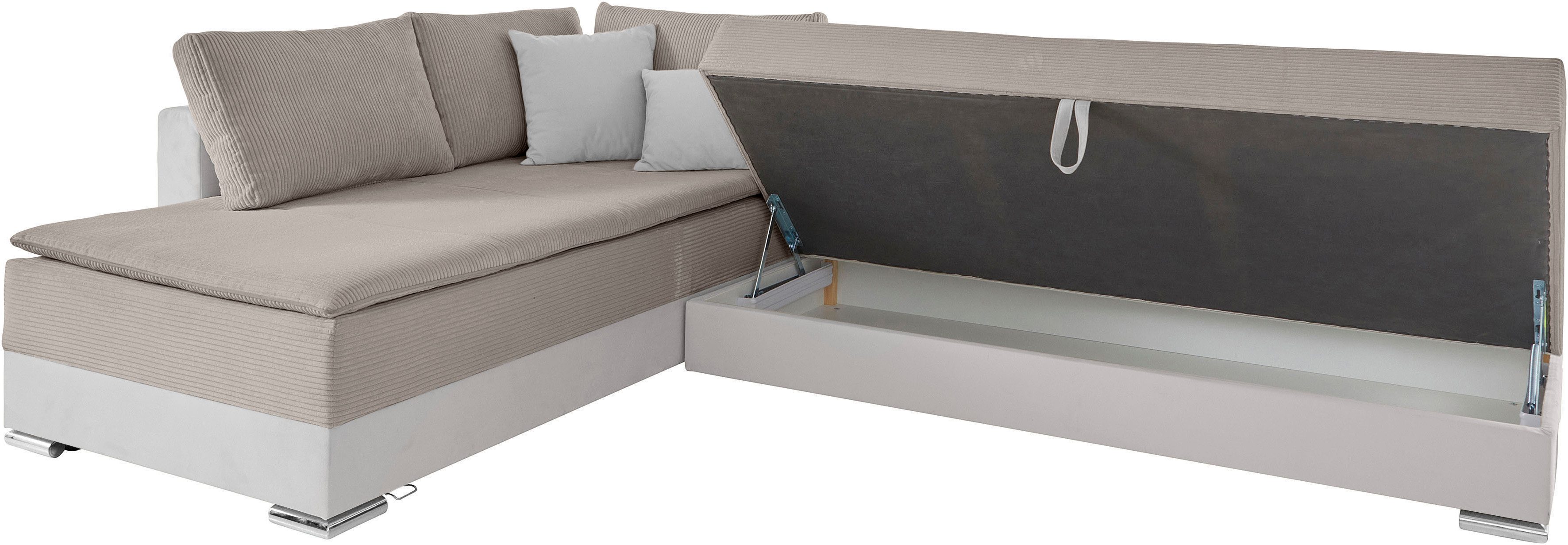 INOSIGN Hoekbank Boxspringbed Night & Day L-vorm met permanente slaapfunctie met armleuning