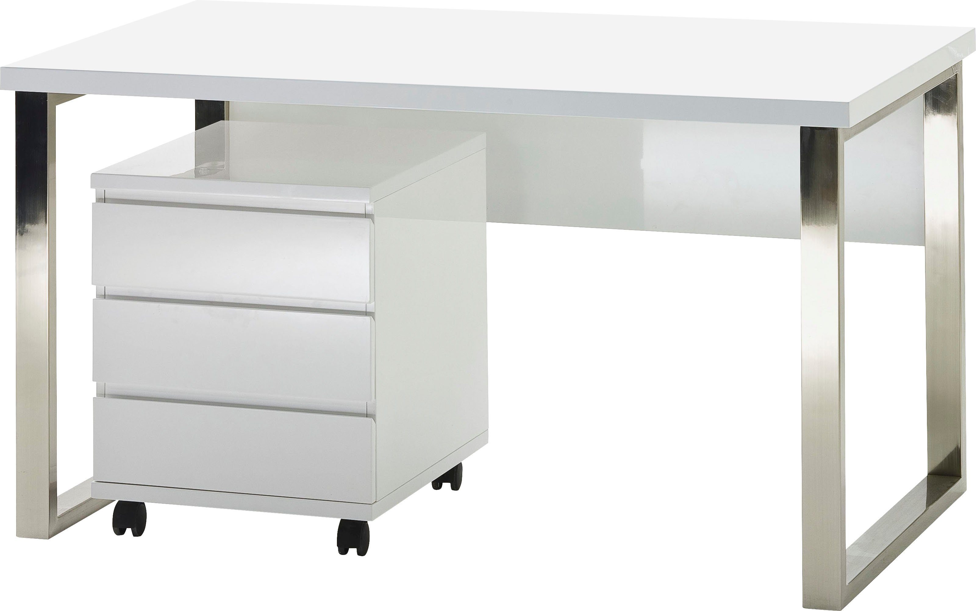 MCA furniture Bureau Sydney hoogglans-wit, breedte 140 cm bureaus wit