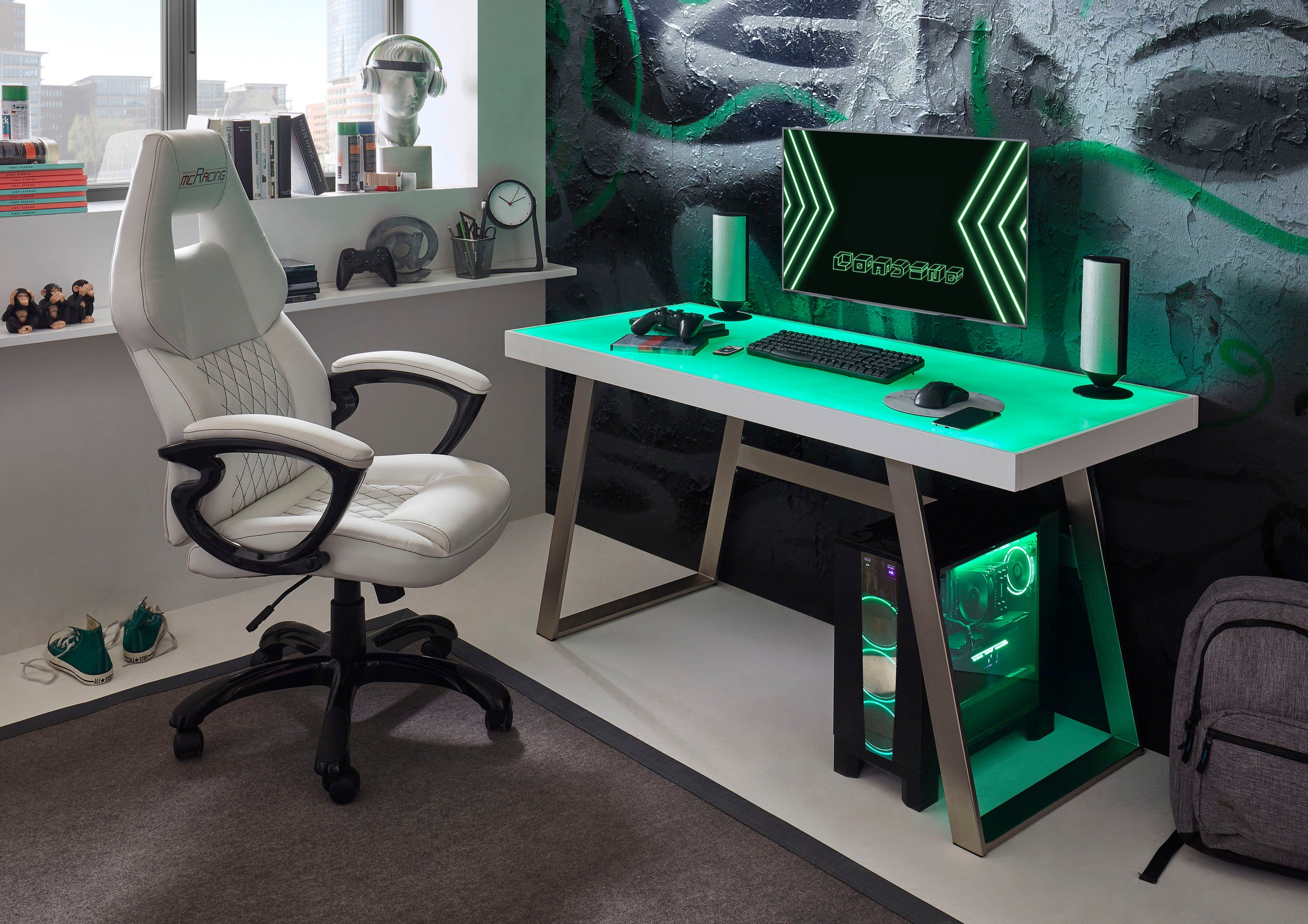 MCA furniture Bureau Tiflis met rgb-ledverlichting incl. afstandsbediening, breedte 140 cm