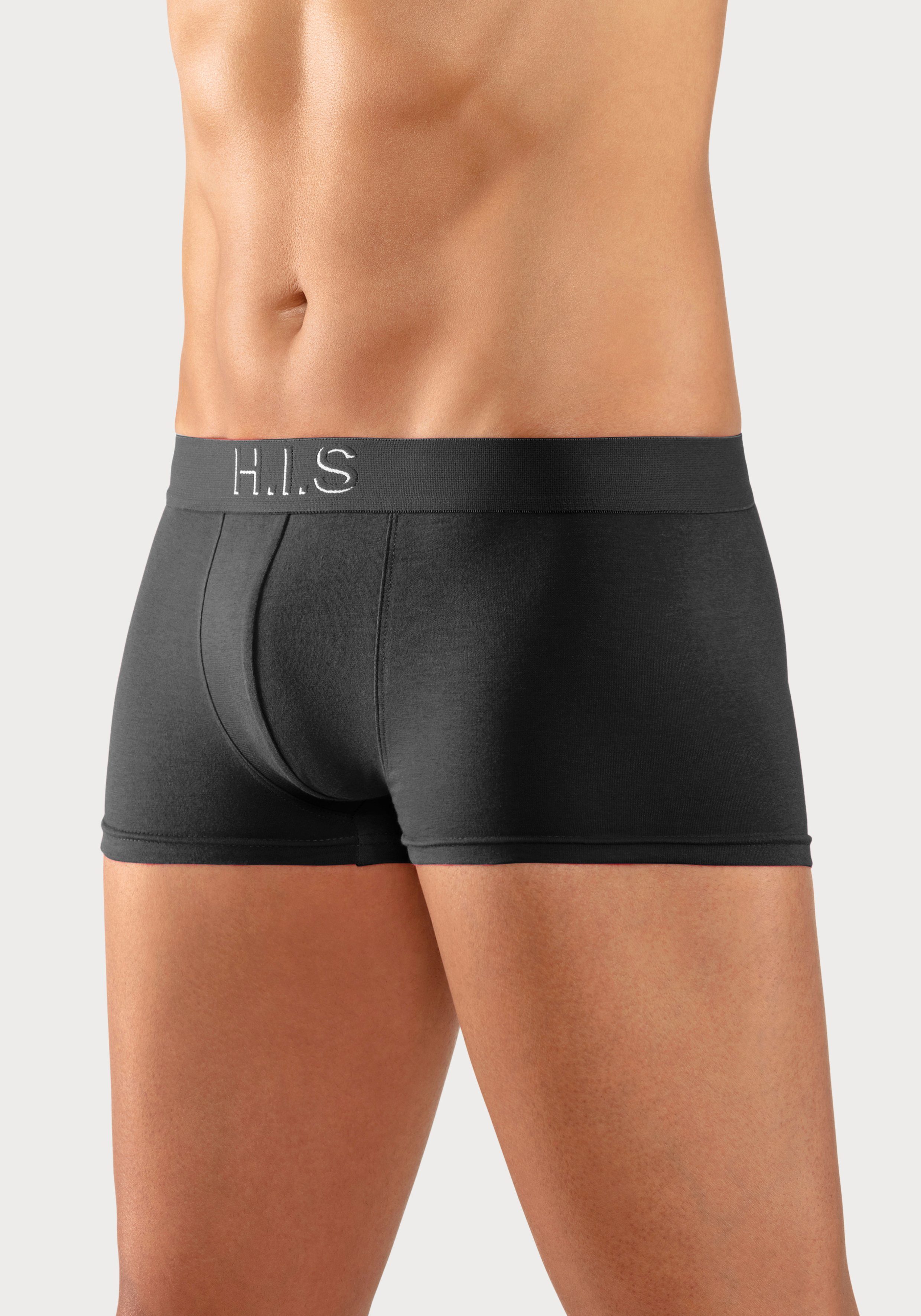 H.I.S Hipster strak zittende boxershorts aan de webband met logo-opdruk met 3d-effect (set, 5 stuks)