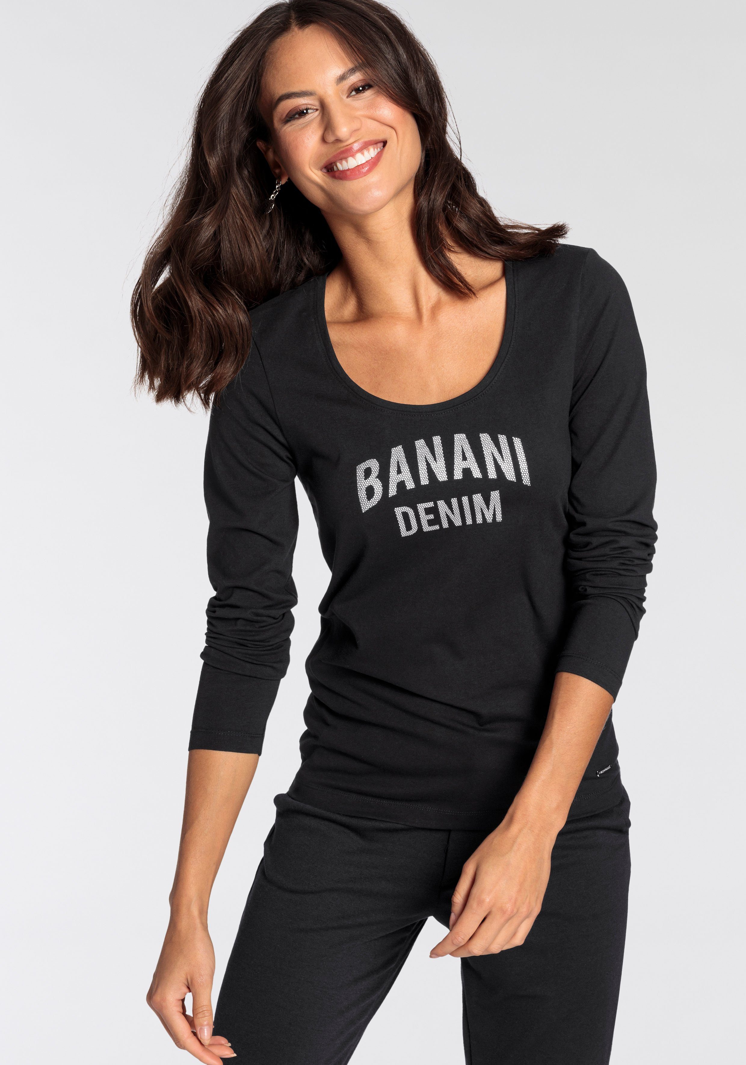 Bruno Banani Shirt met lange mouwen met logo-applicatie
