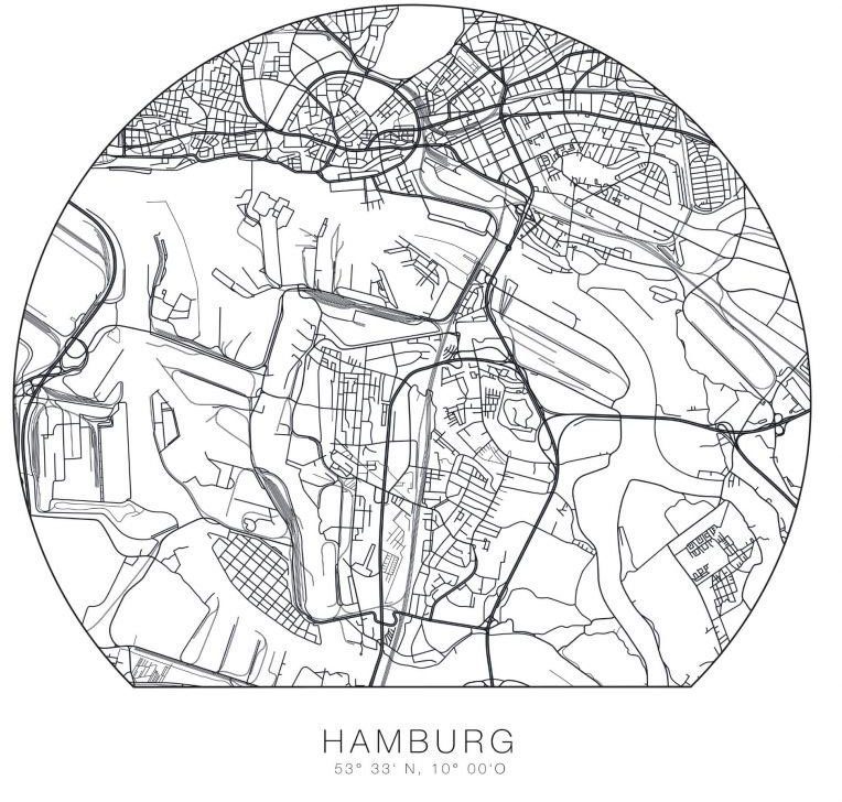 Wall-Art Wandfolie Hamburg Plattegrond te verwijderen (1 stuk)
