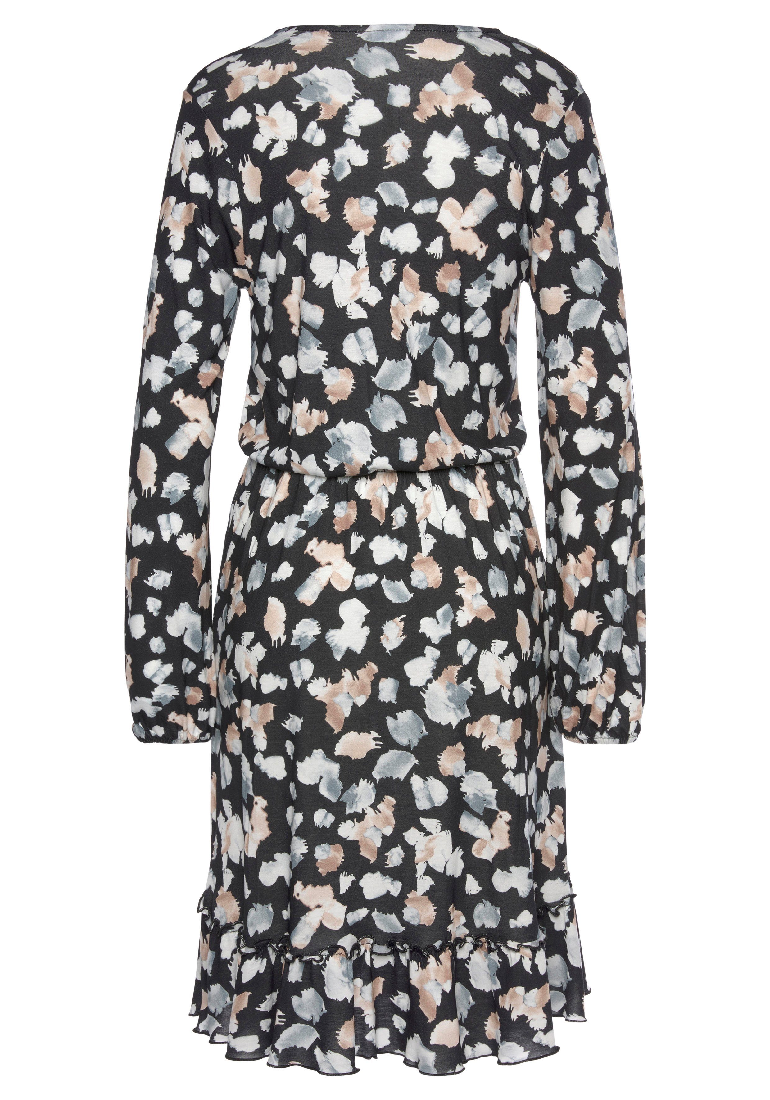 Lascana Jerseyjurk met alloverprint, elegante blousejurk, casual-chic
