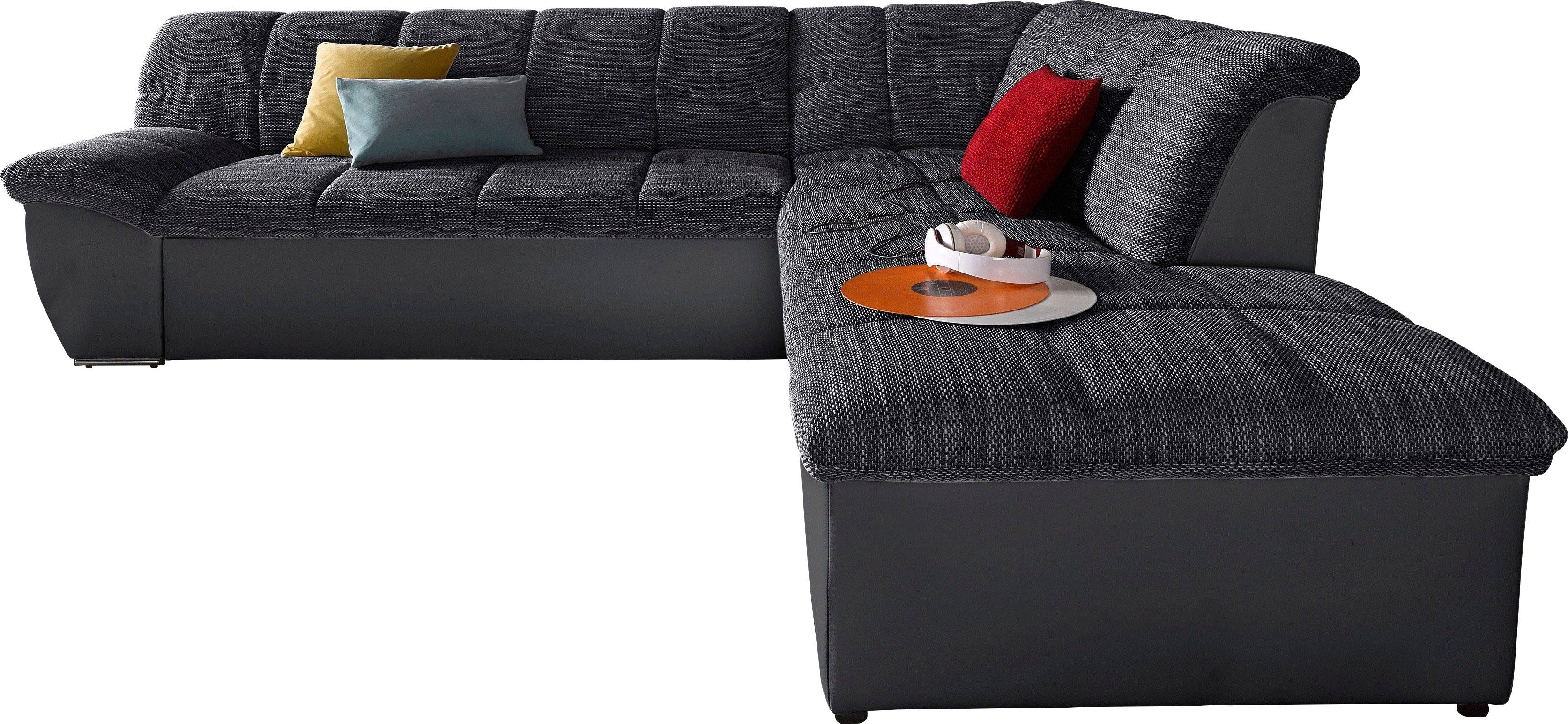DOMO collection Hoekbank Splash, actuele zit- en rugsteppingen, materiaalmix, L-vorm