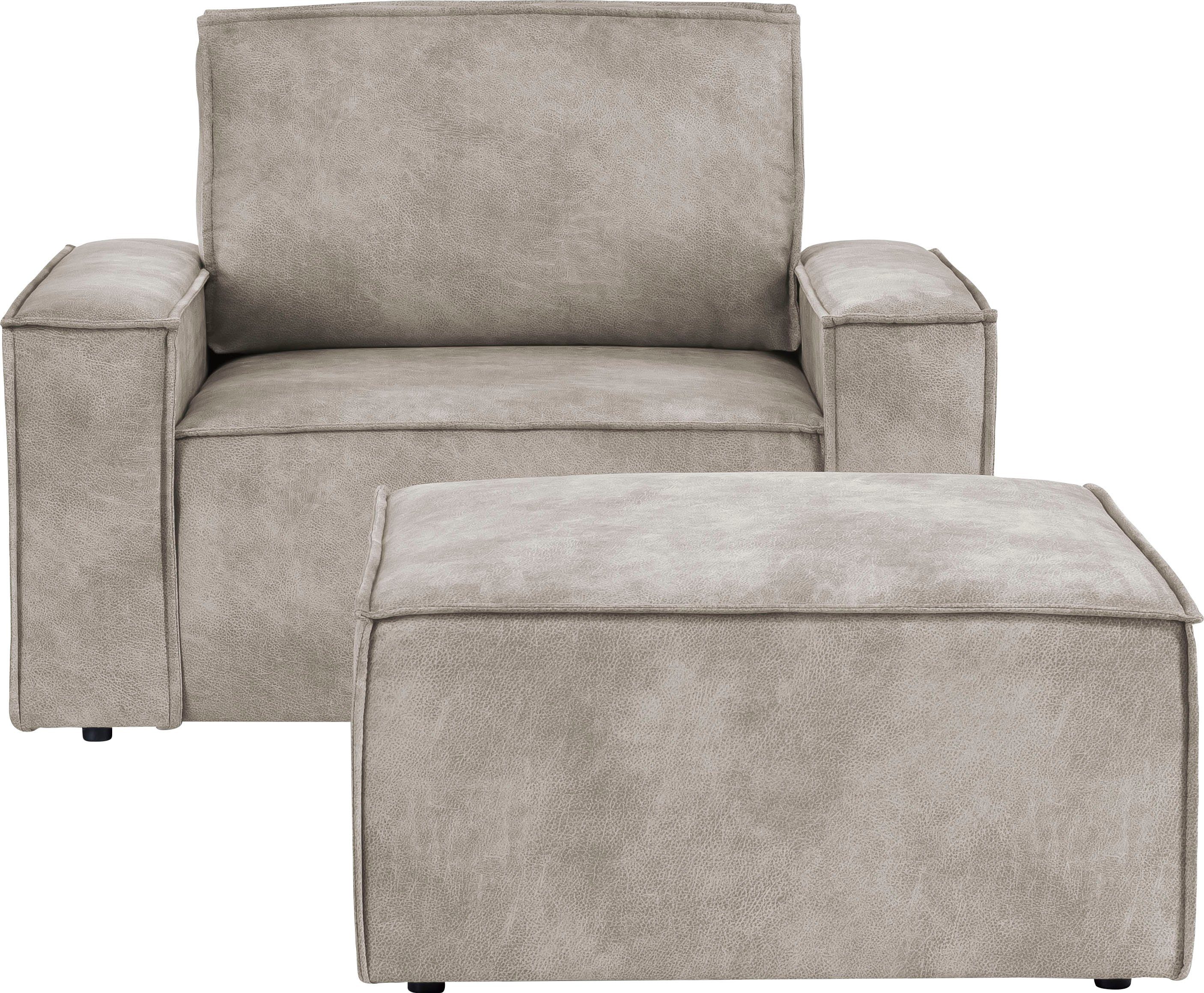 Home affaire Fauteuil Sherwood Loveseat en hocker als set, passend bij de bekleding-serie SHERWOOD