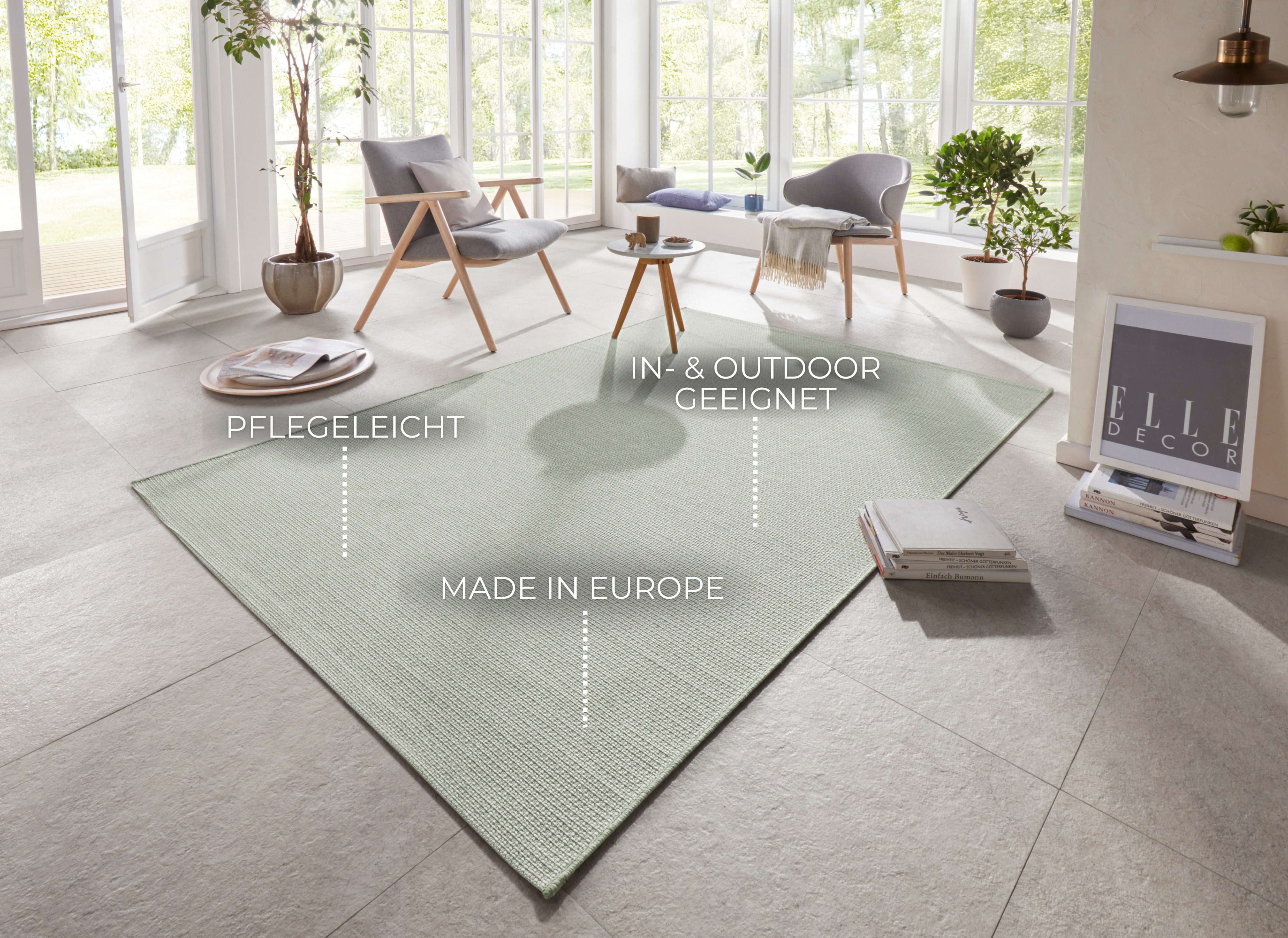 ELLE DECORATION Vloerkleed Millau Platweefsel, in- & outdoor, modern, terras, balkon, woonkamer