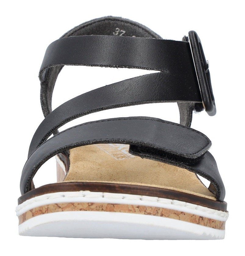 Rieker Sandalen zomerschoen, sandaal, sleehak, met asymmetrische bandjes