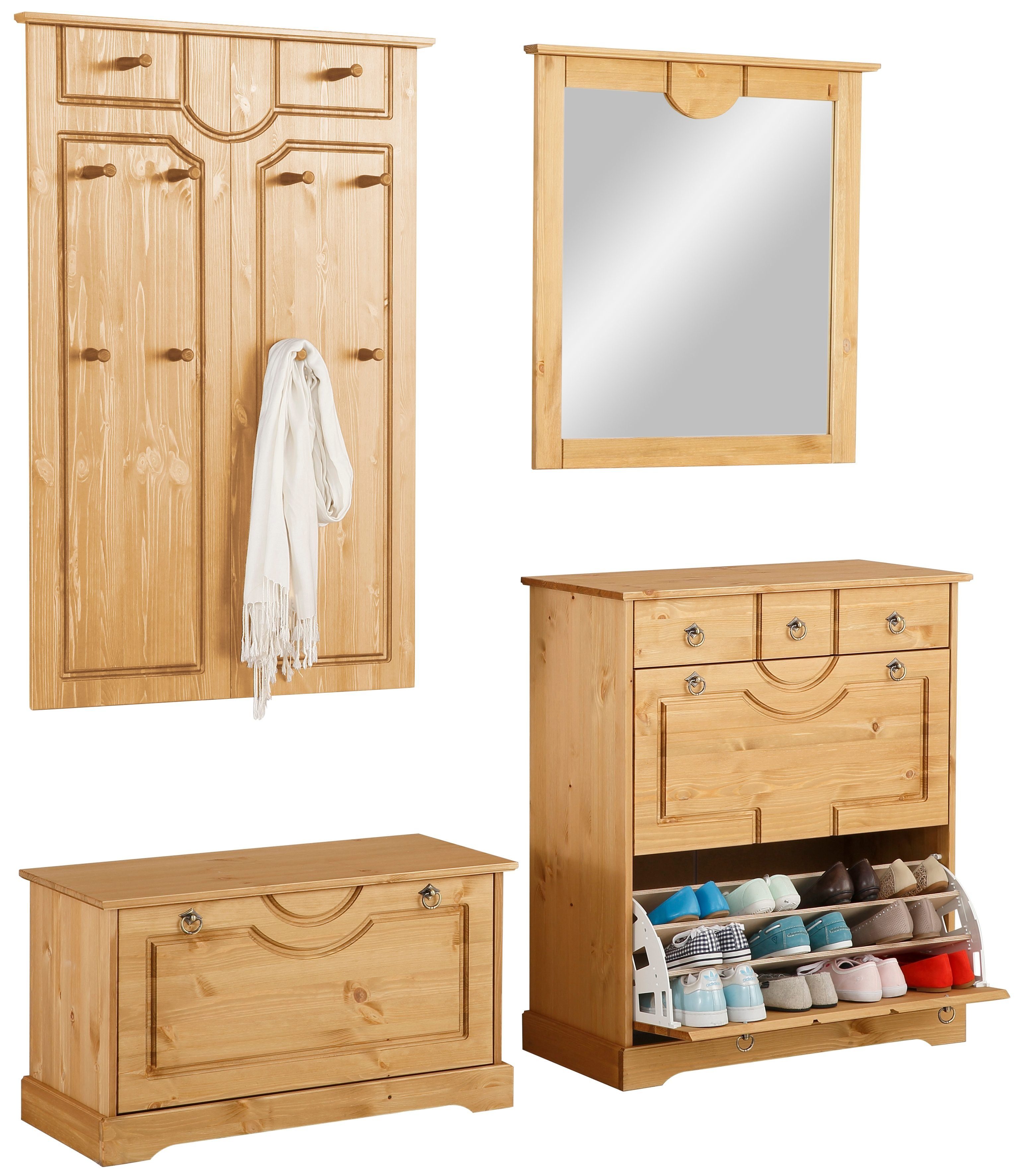 Home affaire Halmeubelset Klera 4-delig, van massief grenen, fsc®-gecertificeerd (set, 4-delig)