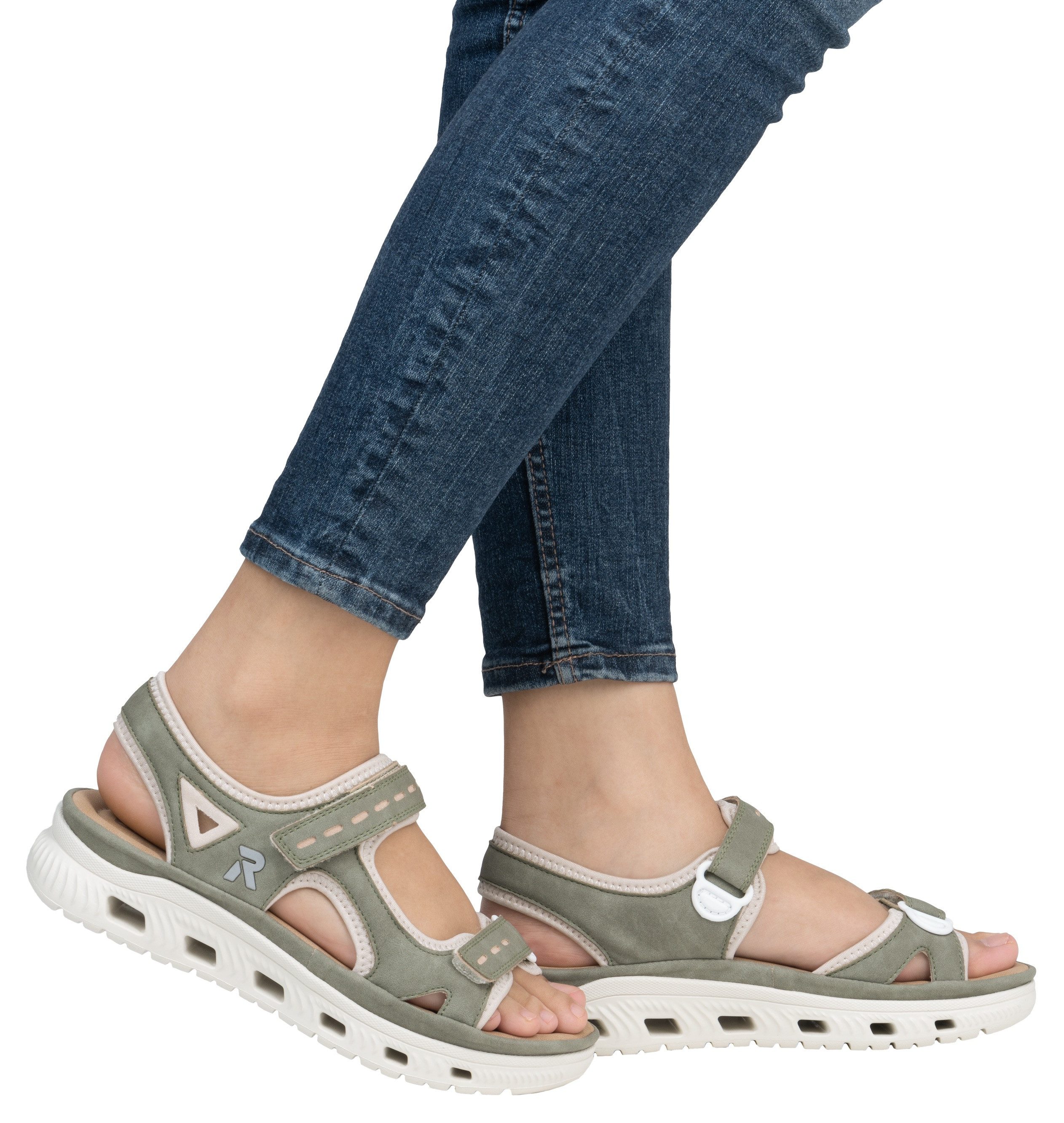 RIEKER Sport Sandalen Outdoorsandalen zomerschoen, sandaal, plateauhak met klittenbandsluitingen