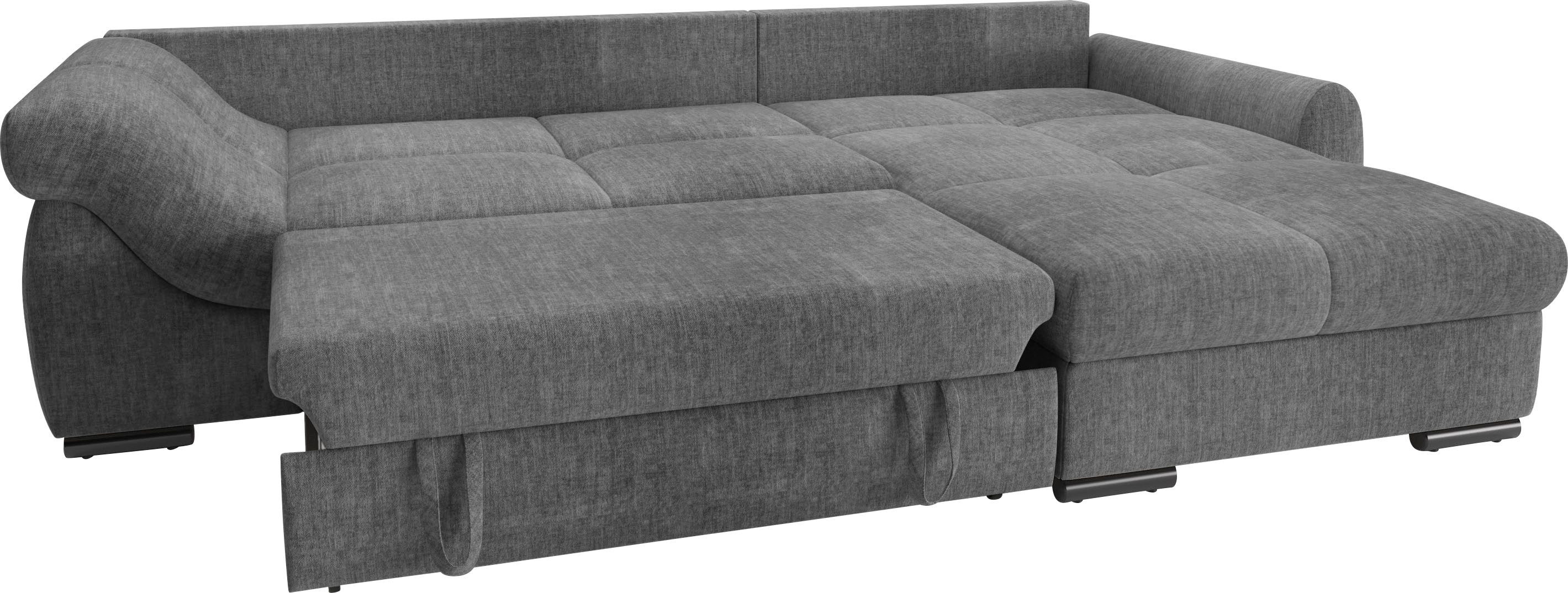 Mr. Couch Hoekbank Livorno DuraFlex L-vorm incl. hoogslaper beduitbreiding, xl bedbox wit gecoat