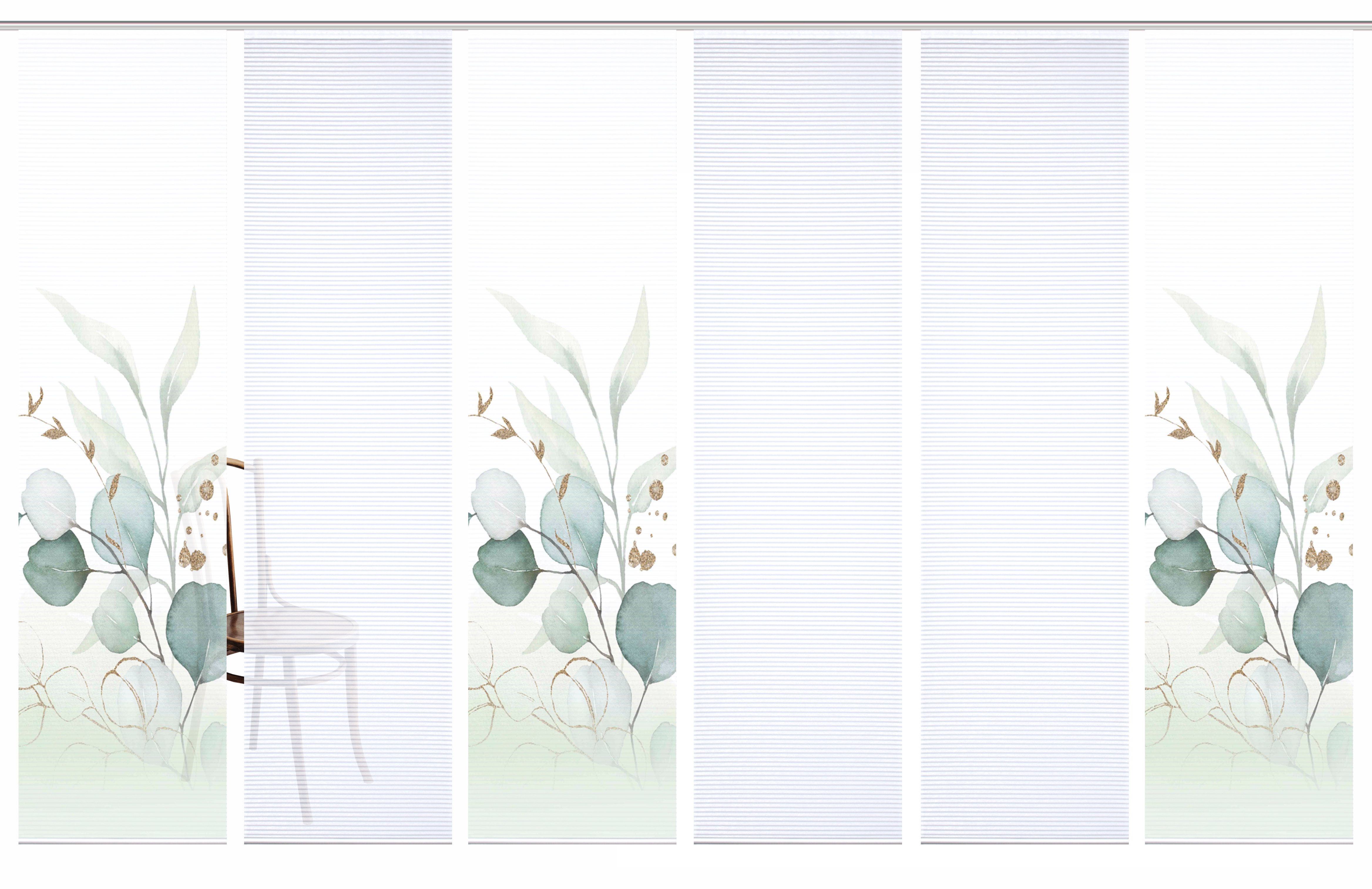 HOME in green Paneelgordijn ABANIO SET DIGITALE PRINT, BAMBOELOOK GERECYCLED (6 stuks)