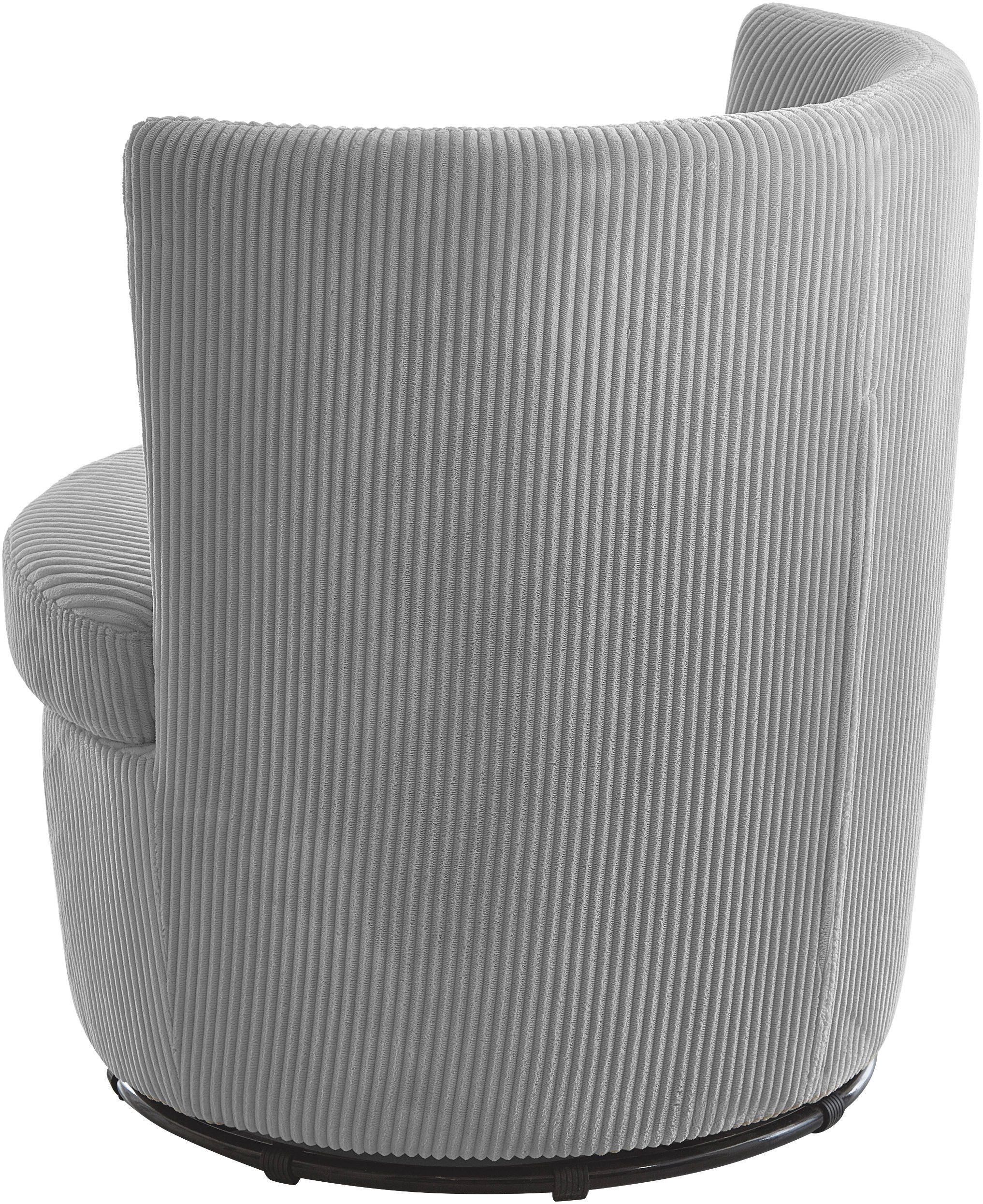 ATLANTIC home collection Draaibare fauteuil KENO 360-graden draaibare cord fauteuil, incl. een sierkussen in originele stof