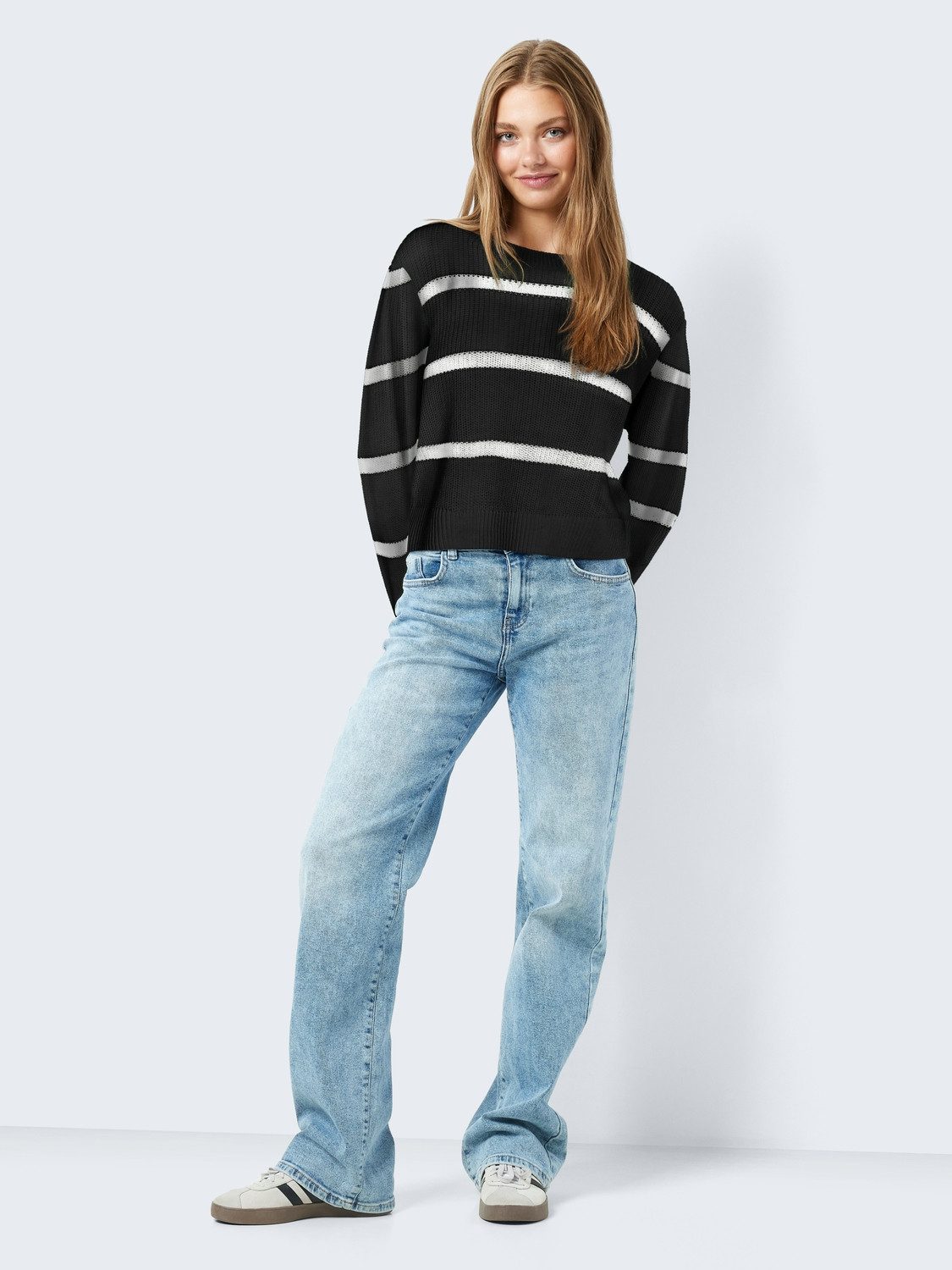 Noisy may Gebreide trui NMMAYSA L/S STRIPE O-NECK KNIT NOOS