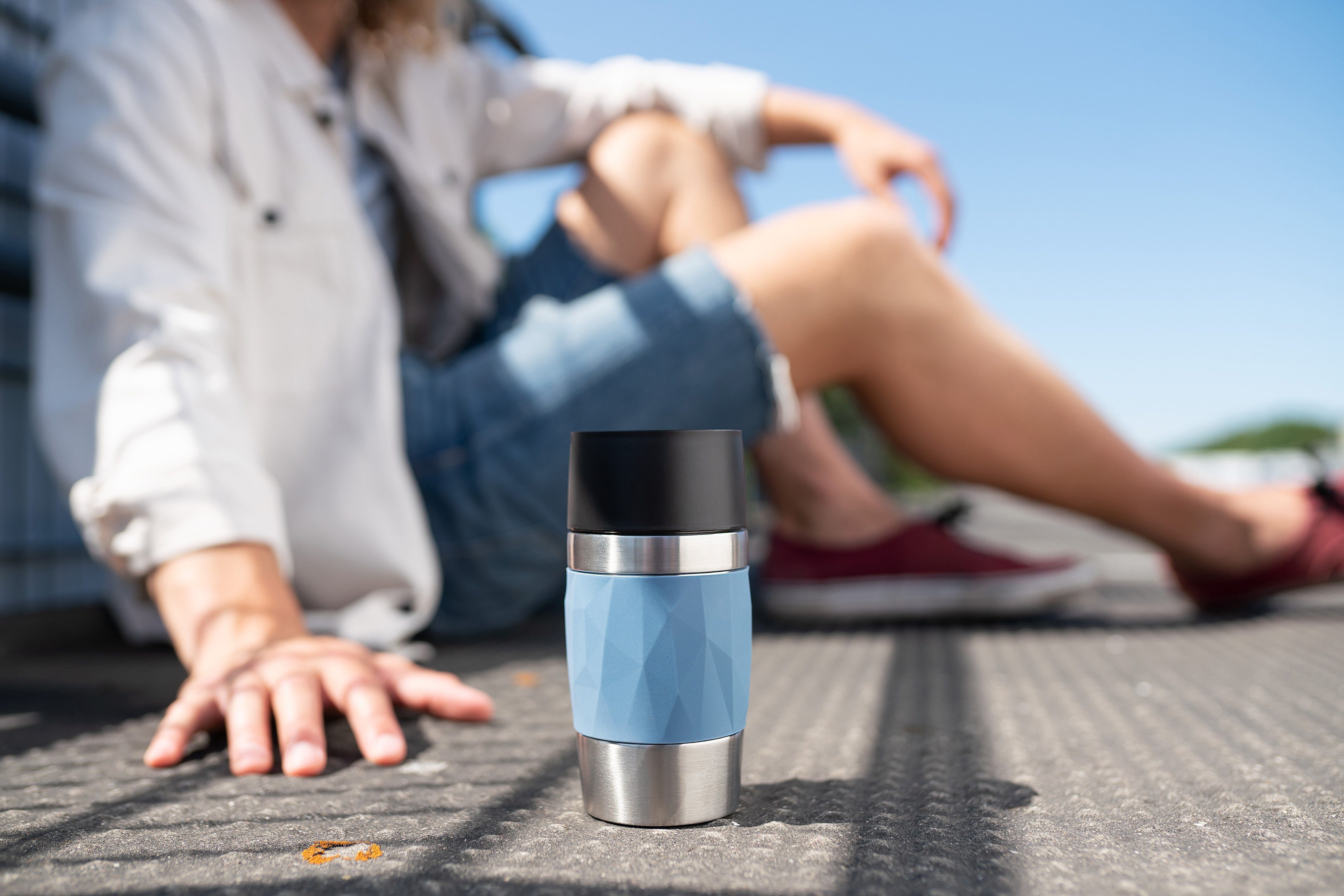 Emsa Thermosbeker Travel Mug Compact 0,3l, roestvrij staal, 3u warm/6u koud, 360° drinkopening, vaatwasmachinebestendig