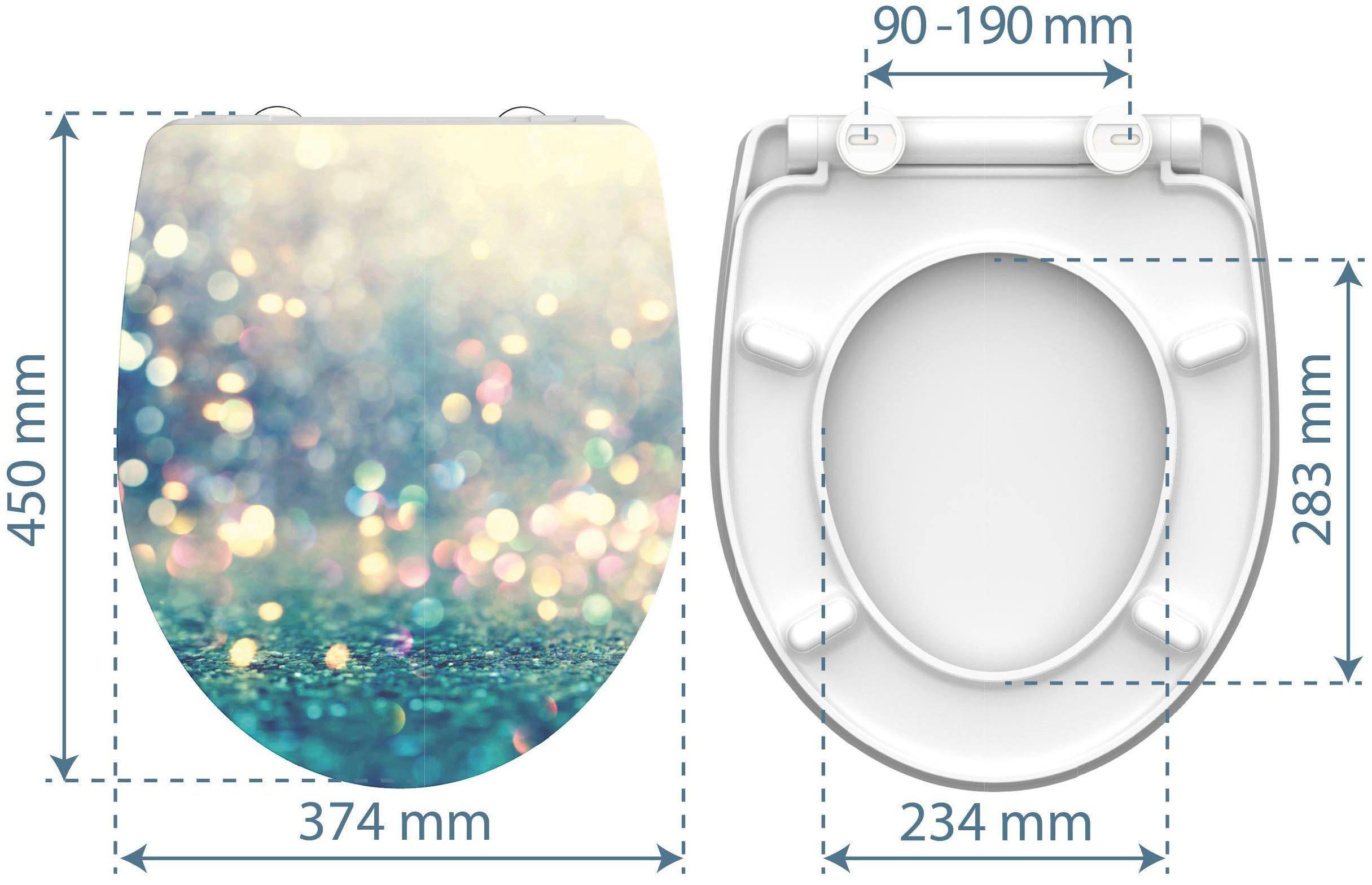 Schütte Toiletzitting Magic light Duroplast, met softclosemechanisme en snelsluiting, High gloss