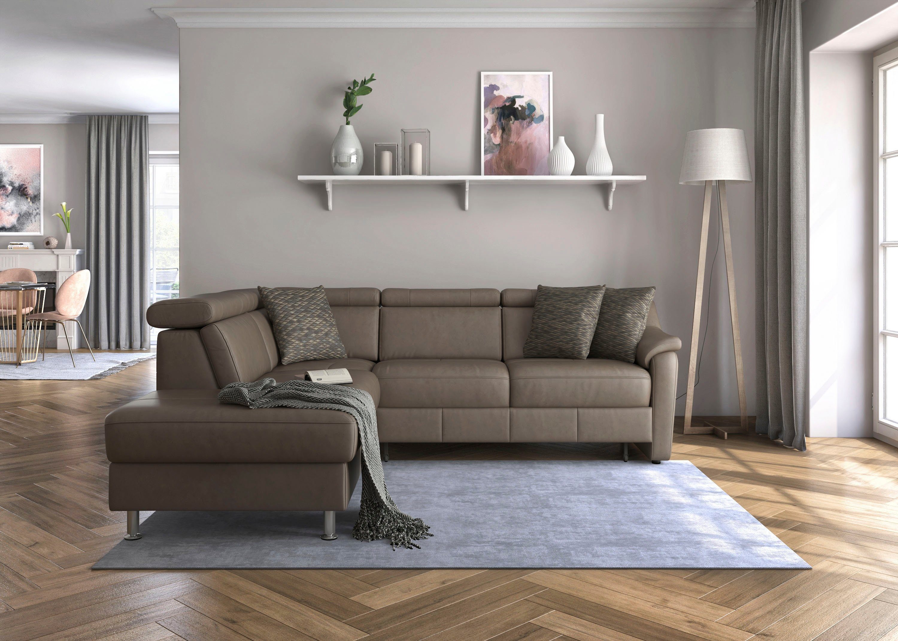 sit&more Hoekbank Freetown L-vorm met verstelbare hoofdsteun en comfortabele binnenvering