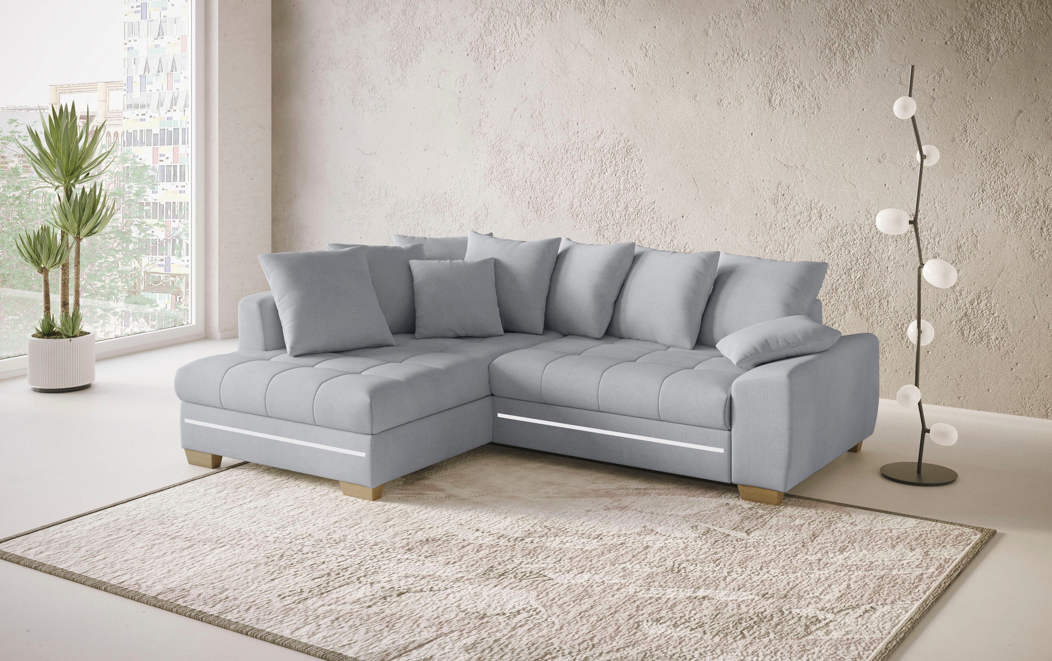 Mr. Couch Hoekbank Nikita II, L-vorm met rgb-led verlichting, optioneel met bed, bedlade, koudschuim