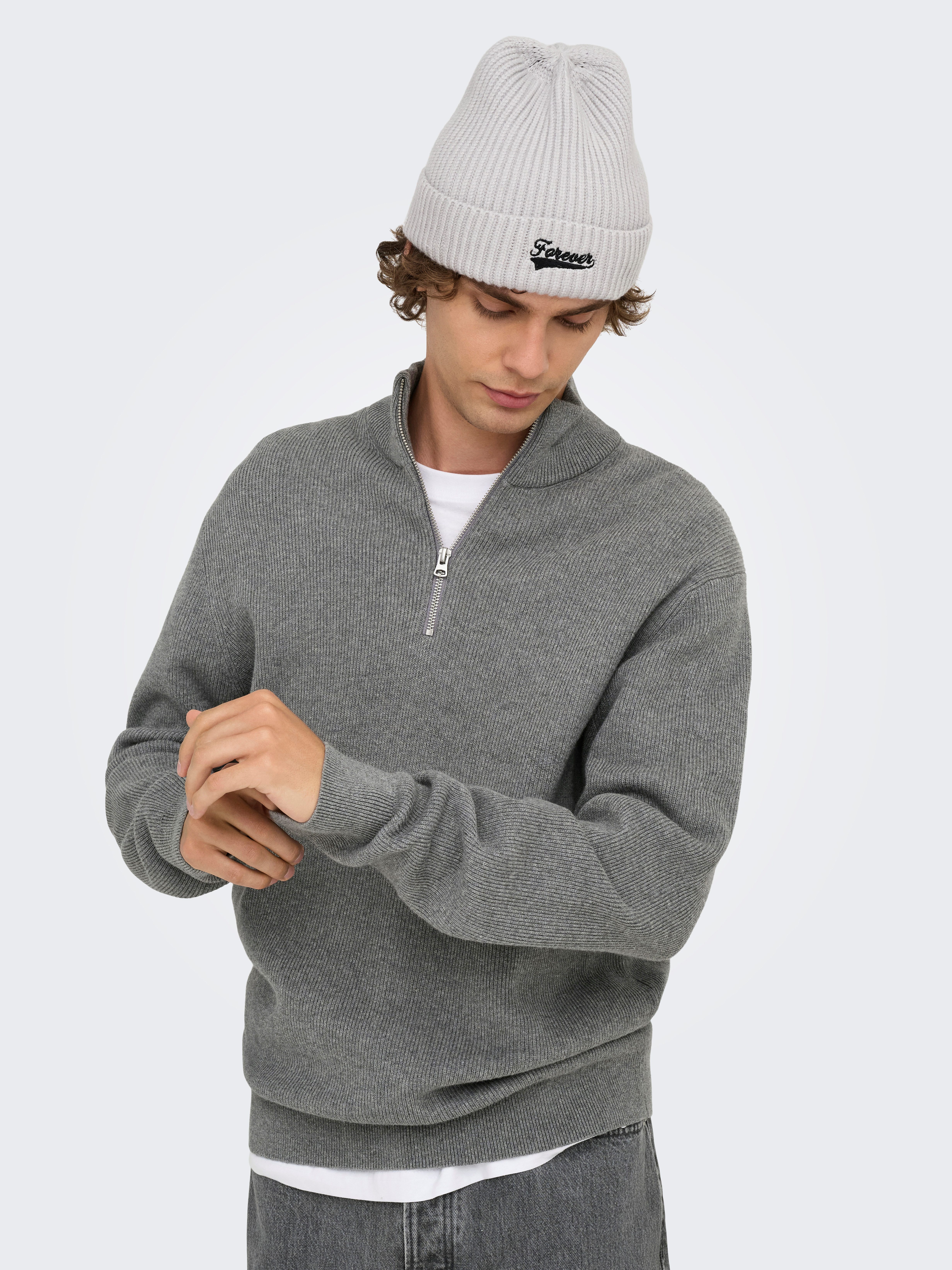 ONLY & SONS Gebreide trui ONSPHIL REG 12 STRUC HALF ZIP KNIT NOOS