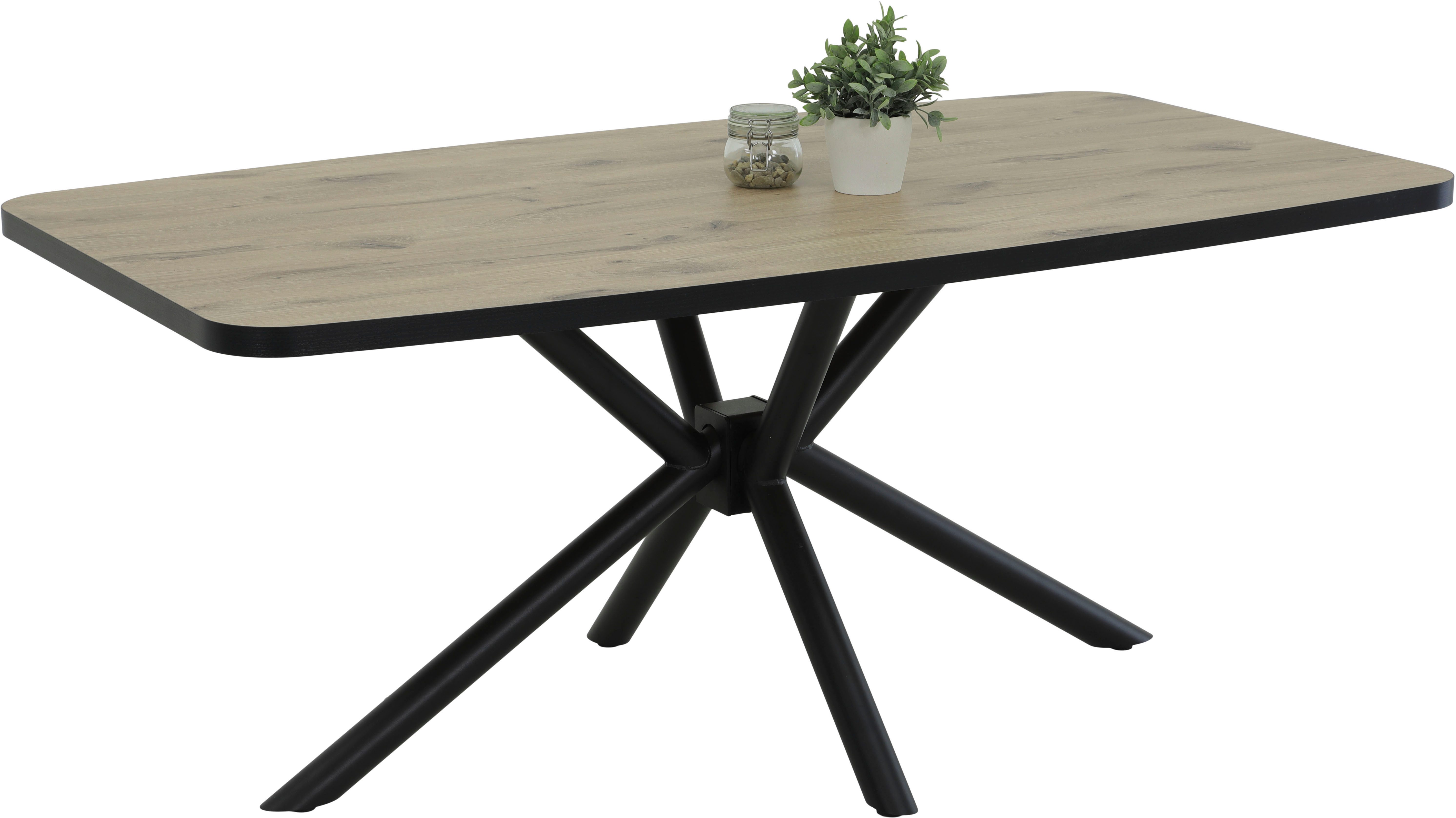 HELA Eettafel Jana ABS-kant, melamine, bootvormig, verdubbeld, breedte 180 cm (1 stuk)