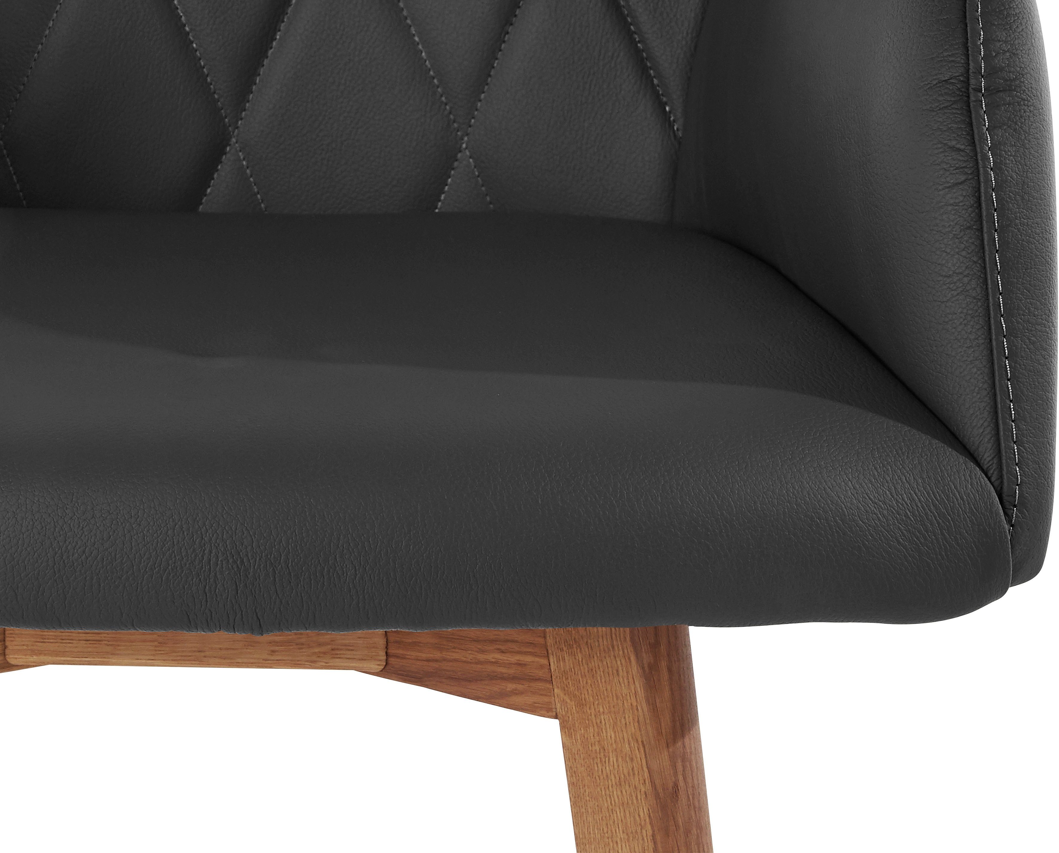 Home affaire Eetkamerstoel Brest Fauteuil in leer of microvezel, geolied massief eiken frame (2 stuks)
