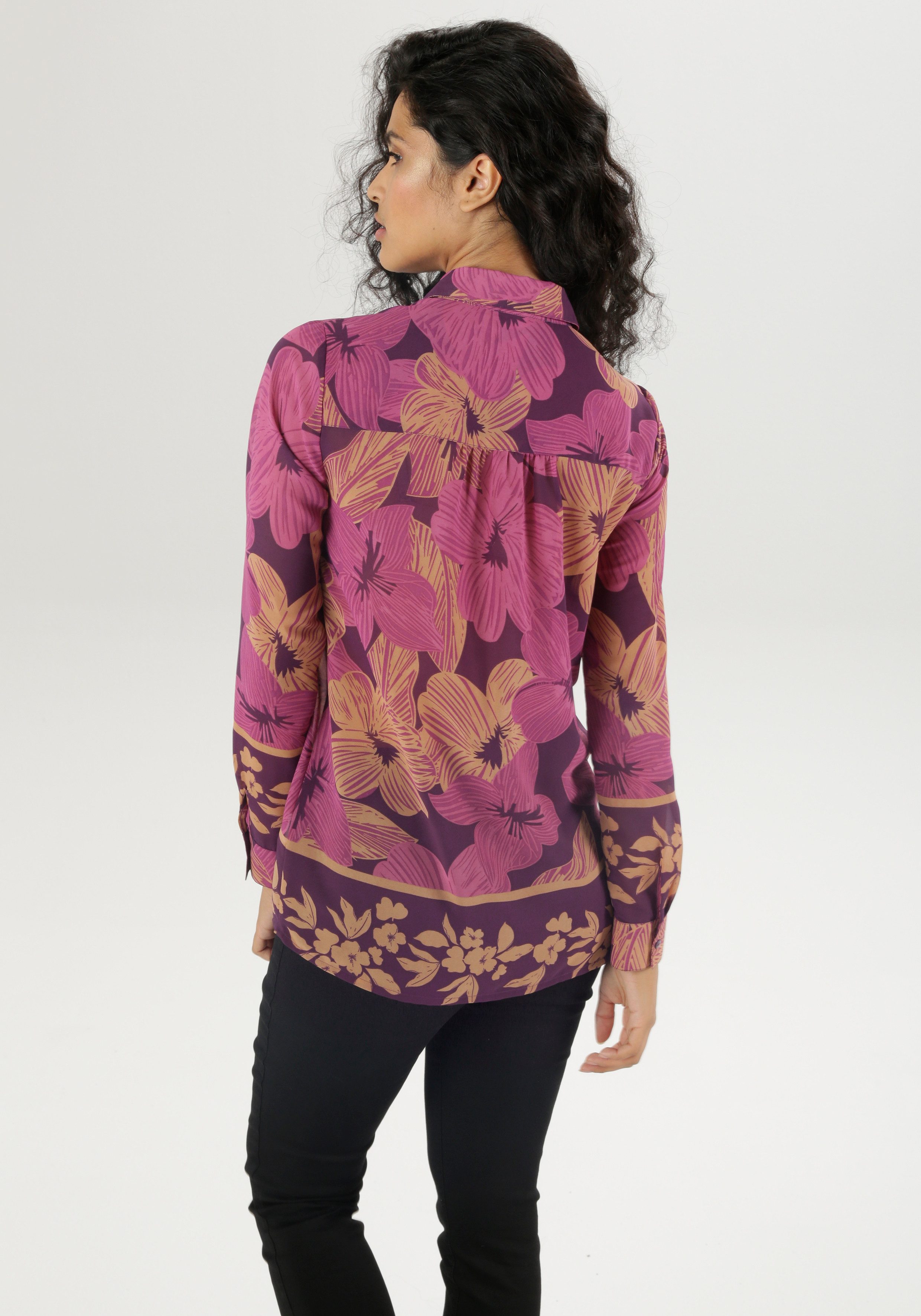 Aniston SELECTED Overhemdblouse met opgedrukte randen, transparant