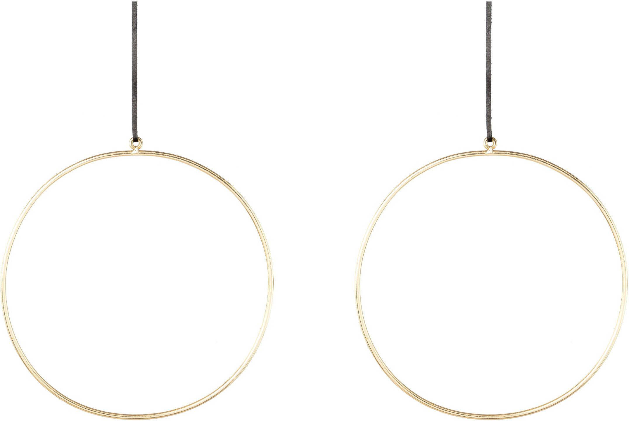 Creativ deco Sierhanger Metalen ring met hoogwaardig leren band, Ø 30 cm (2 stuks)