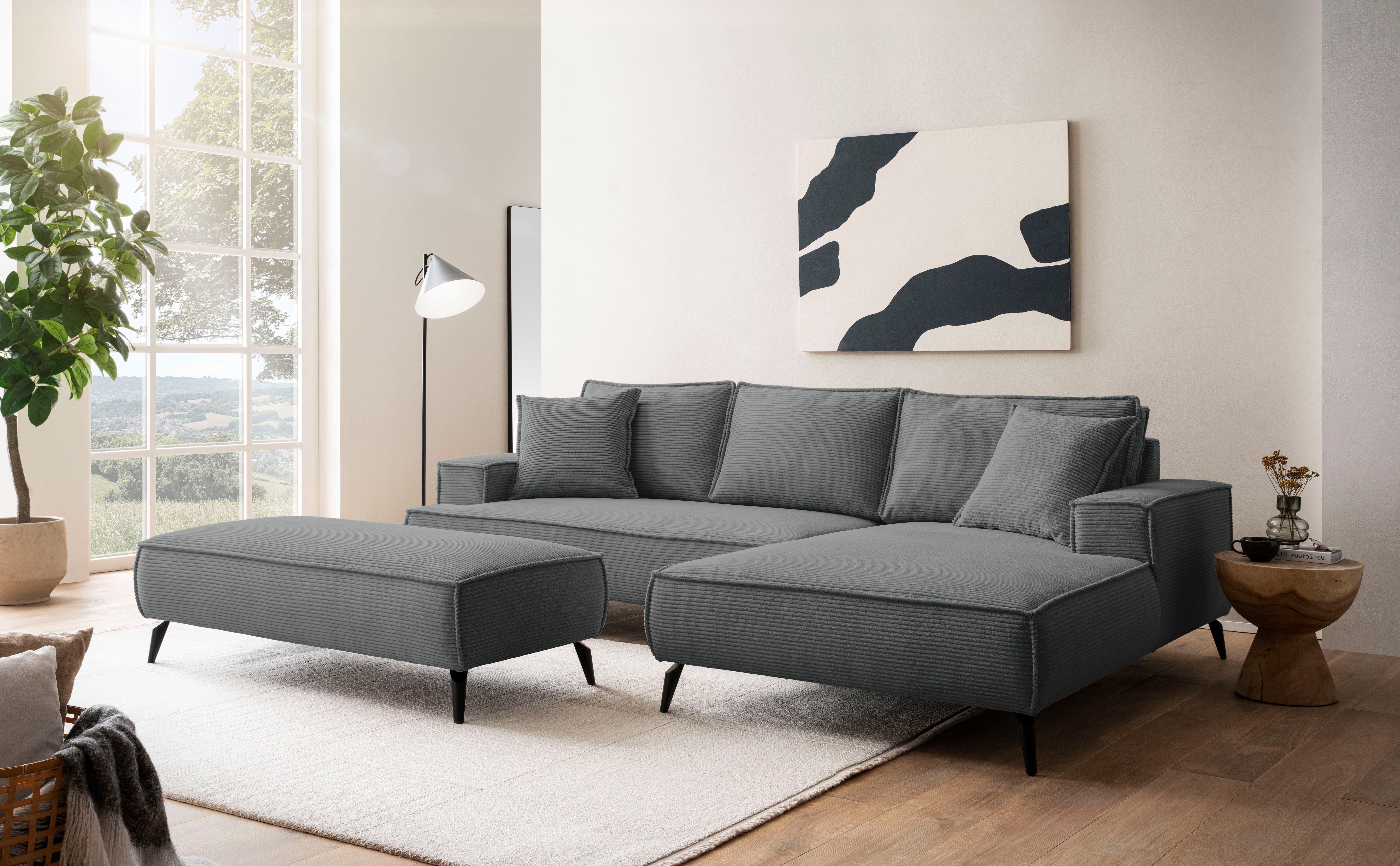 andas Zithoek TVINNU, Polsterecke L-Form, Schlaffunktion, met Hocker (set, 2-delig)