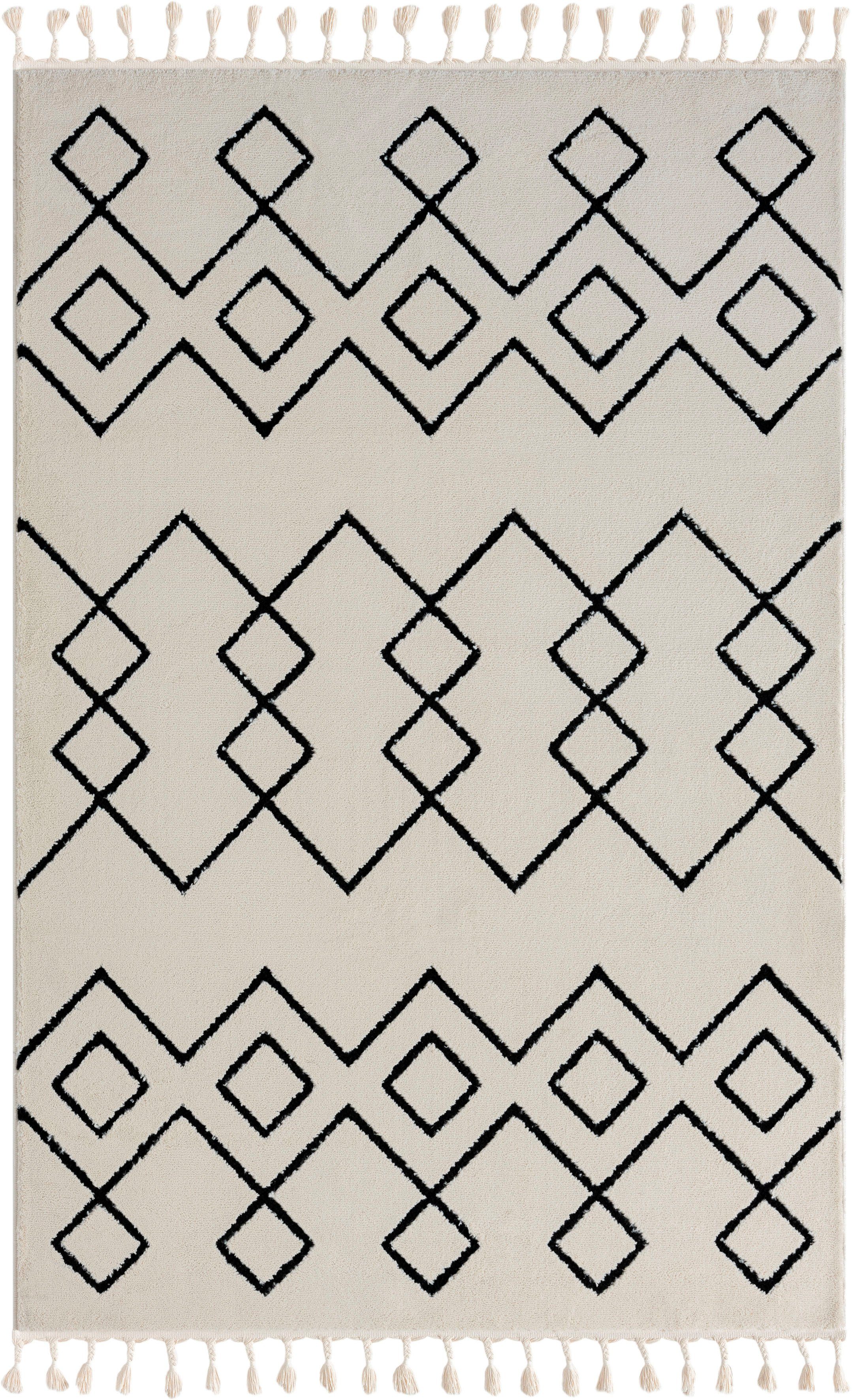 Myflair Möbel & Accessoires Hoogpolig vloerkleed Moroccan Mural modern, marokkaans ontwerp, fluffy zacht, met franjes