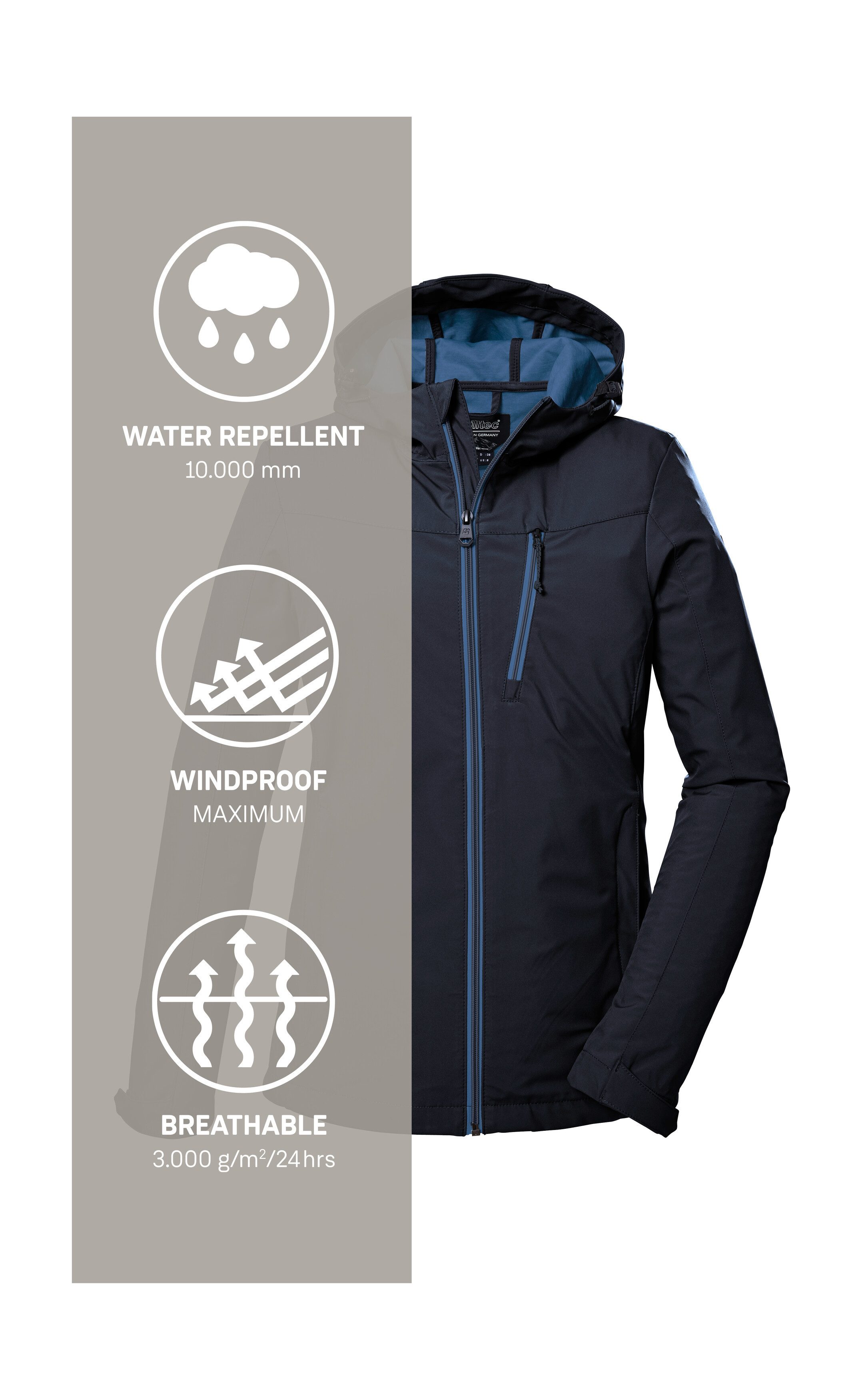 Killtec Softshell-jack KOS 89 WMN SFTSHLL JCKT Dames softshelljack: wind- en waterdicht, ademend