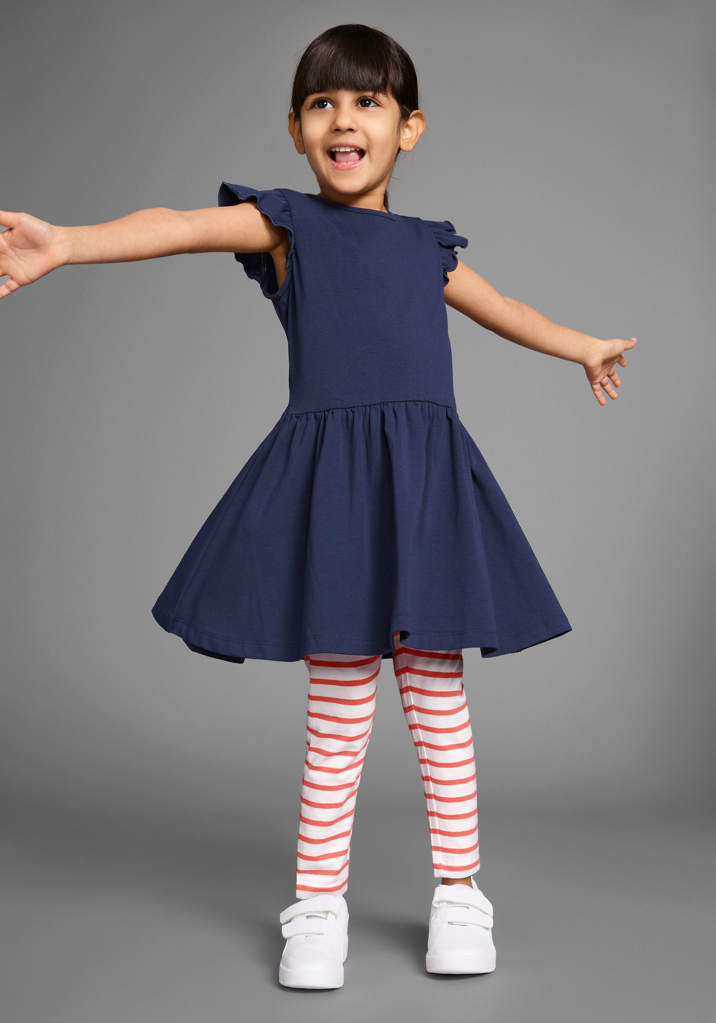 KIDSWORLD Jerseyjurk 2-pack shirtjurken 1x effen en 1x gestreept (set, 2-delig)