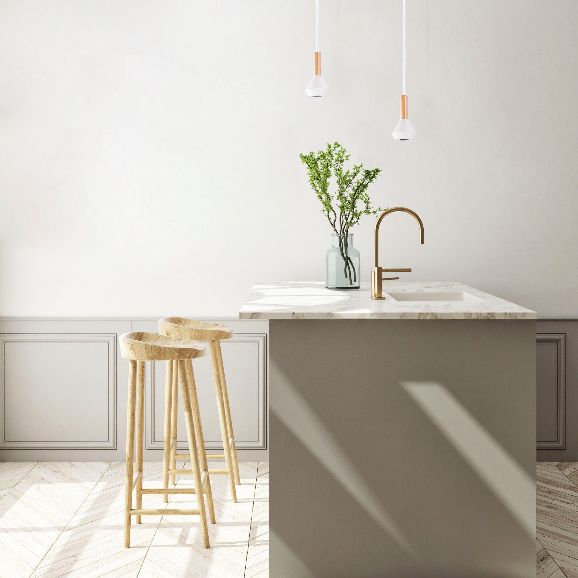Paco Home Hanglamp Mora Woonkamer eetkamer klein modern hout metaal GU10 keukenlamp