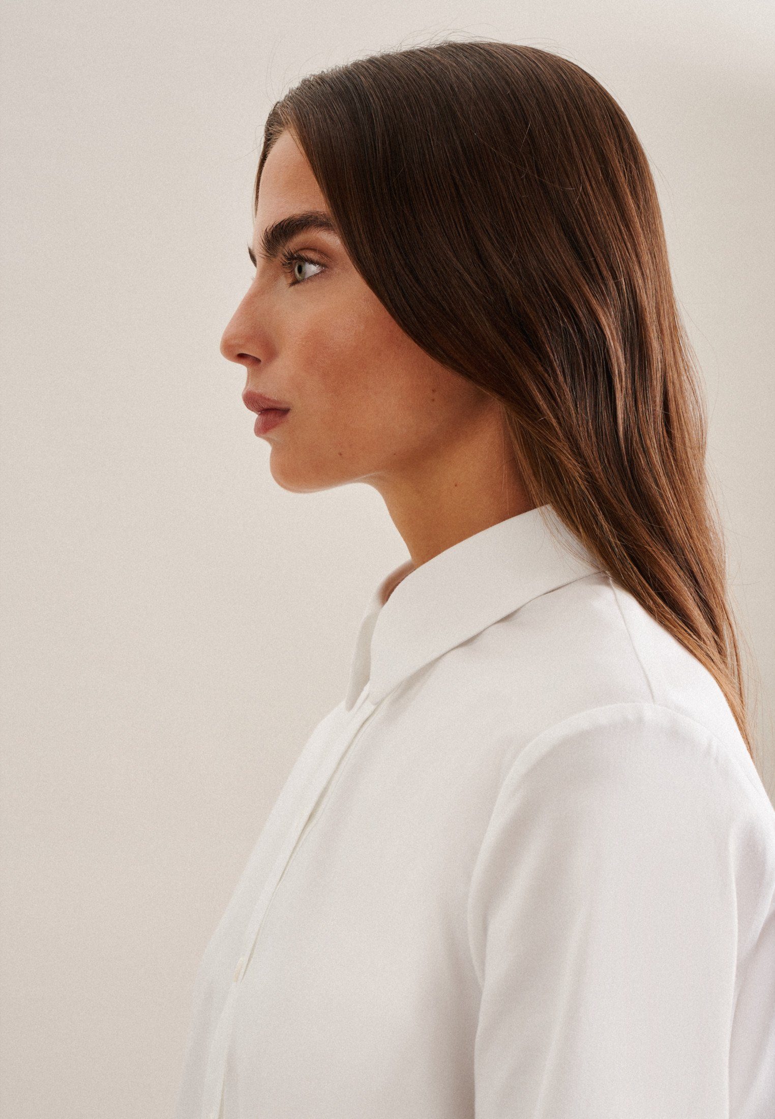 seidensticker Overhemdblouse Zwarte roos Lange mouwen kraag uni