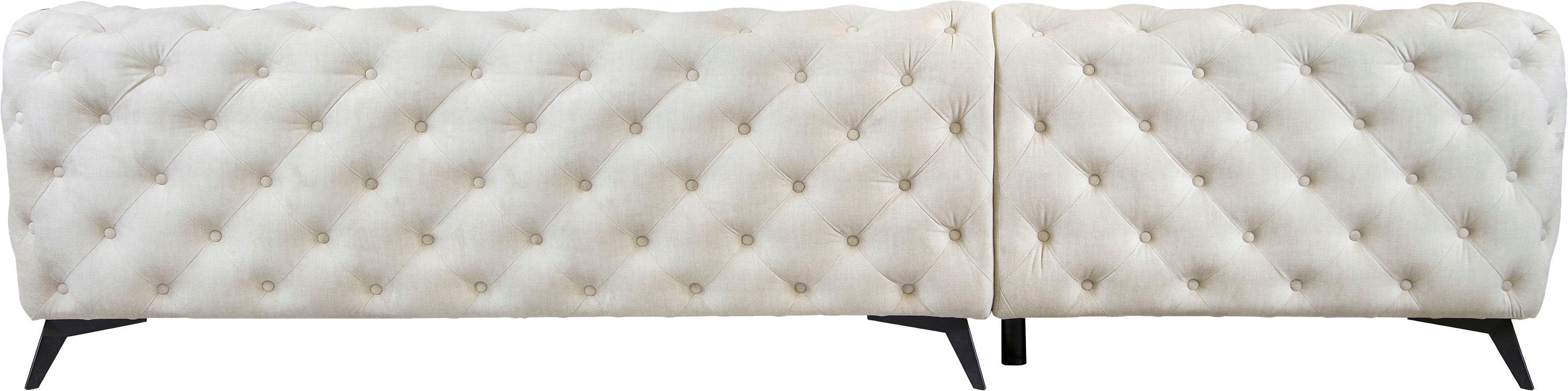 Leonique Chesterfield-bank Glynis L-vorm luxueuze capitonnage, moderne chesterfield look, kleur van de poten ter keuze