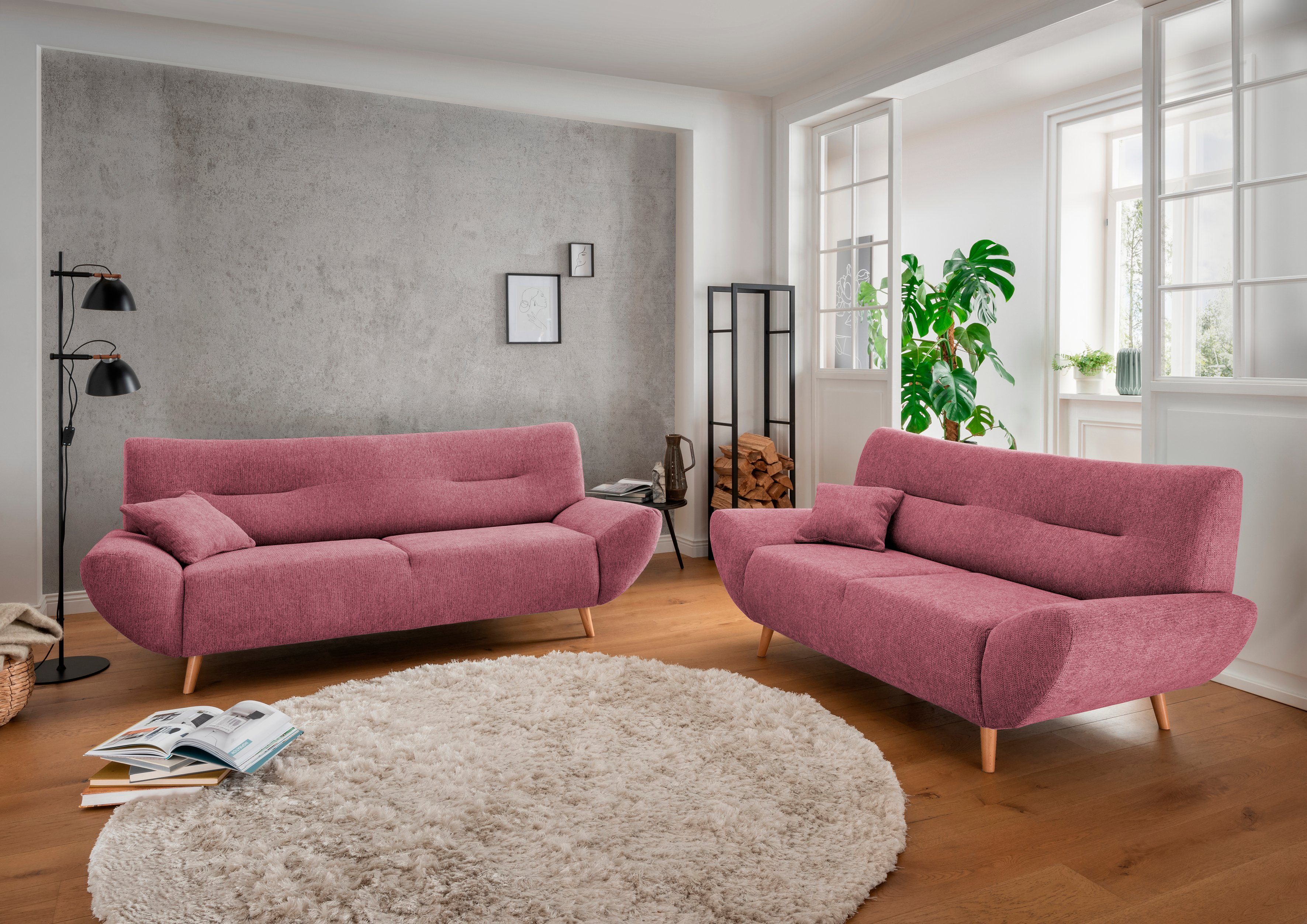 INOSIGN 2-zitsbank Drago elegant en tijdloos, comfortabel, houten voet