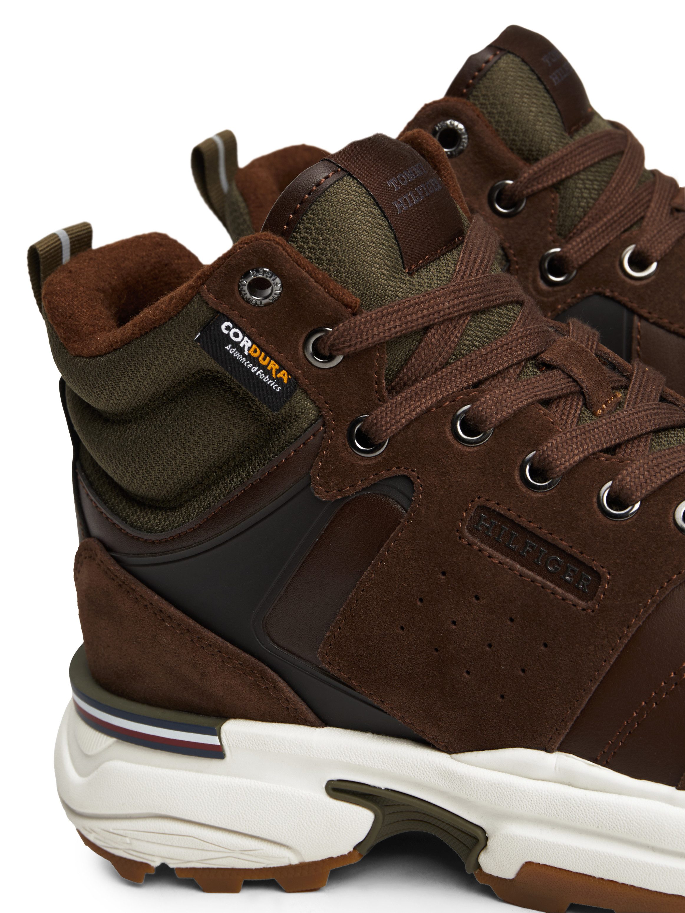 Tommy Hilfiger Sneakers met sleehak M RUNNER CORDURA HI LTH MIX sleehak, veterschoenen, veterschoen met gevoerde schacht