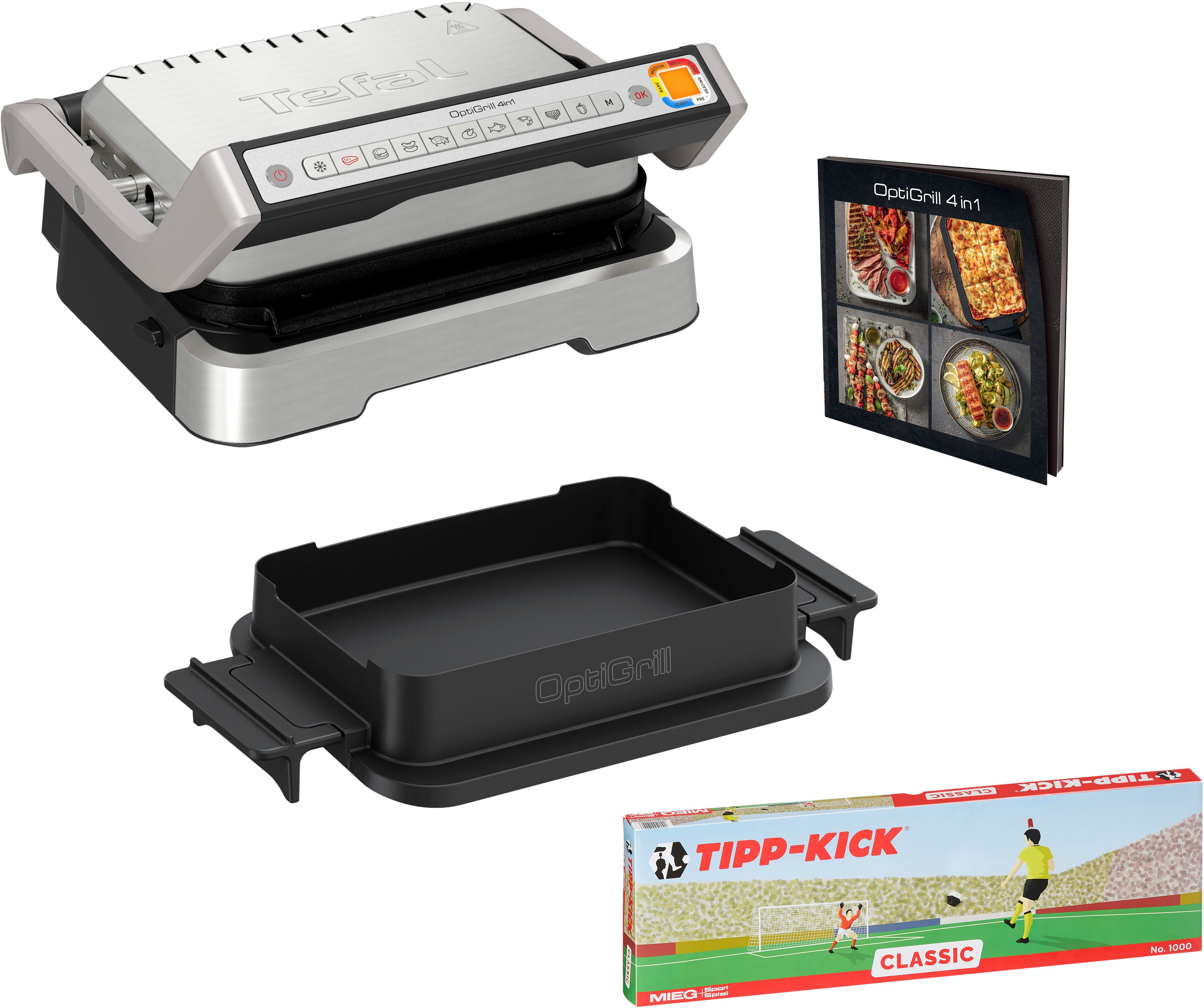 Tefal Contactgrill GC774D TK OptiGrill 4in1 Grillen/BBQ/Oven/complete maaltijd contact grills zilver(kleur)