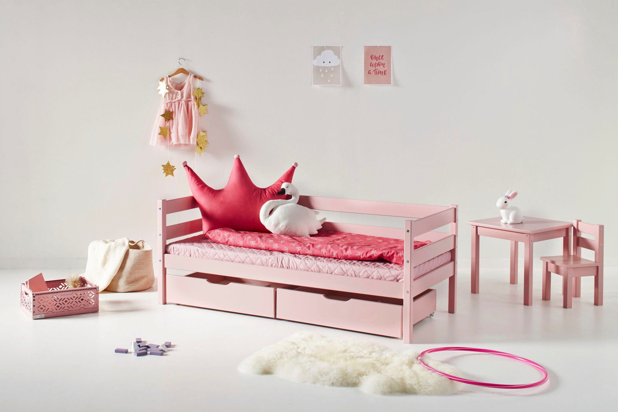 Hoppekids 1-persoonsledikant ECO Comfort kinderbed, massief grenenhout, tienerbed inclusief lattenbodem (set)