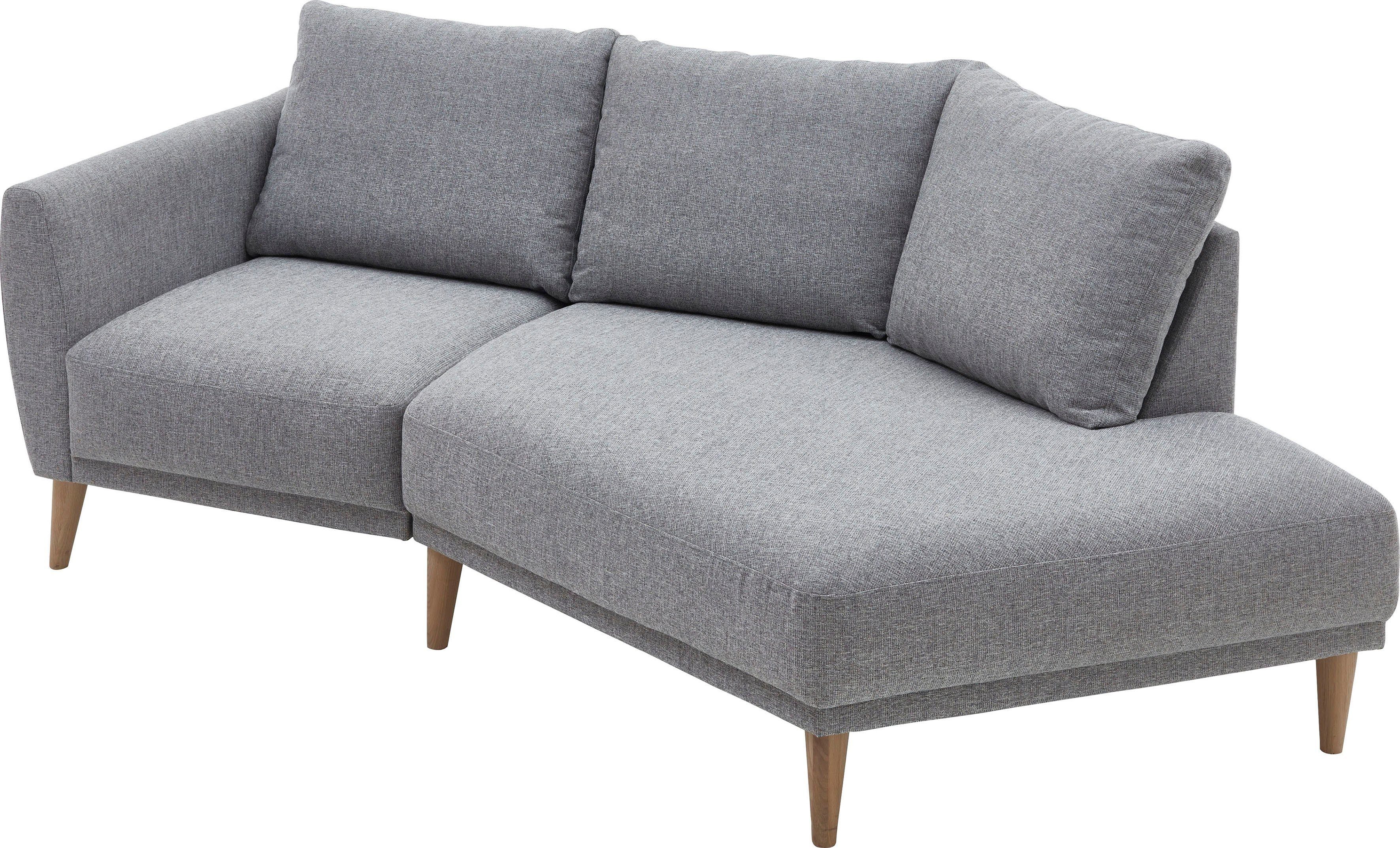 ATLANTIC home collection 2,5-zitsbank Elvis Hoekbank met open einde in Scandinavische stijl, massief houten poten