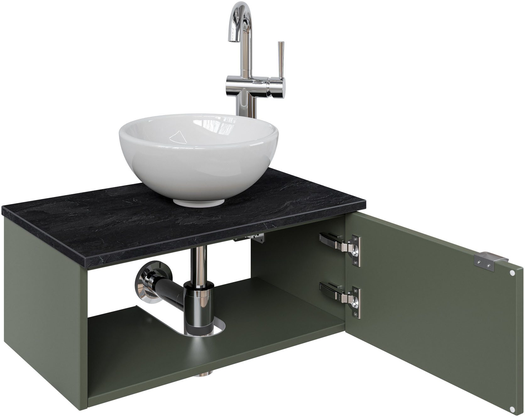Saphir Wastafelonderkast Serie 6915 wastafel met onderkast voor gastenbadkamer, tweede toilet (3-delig)