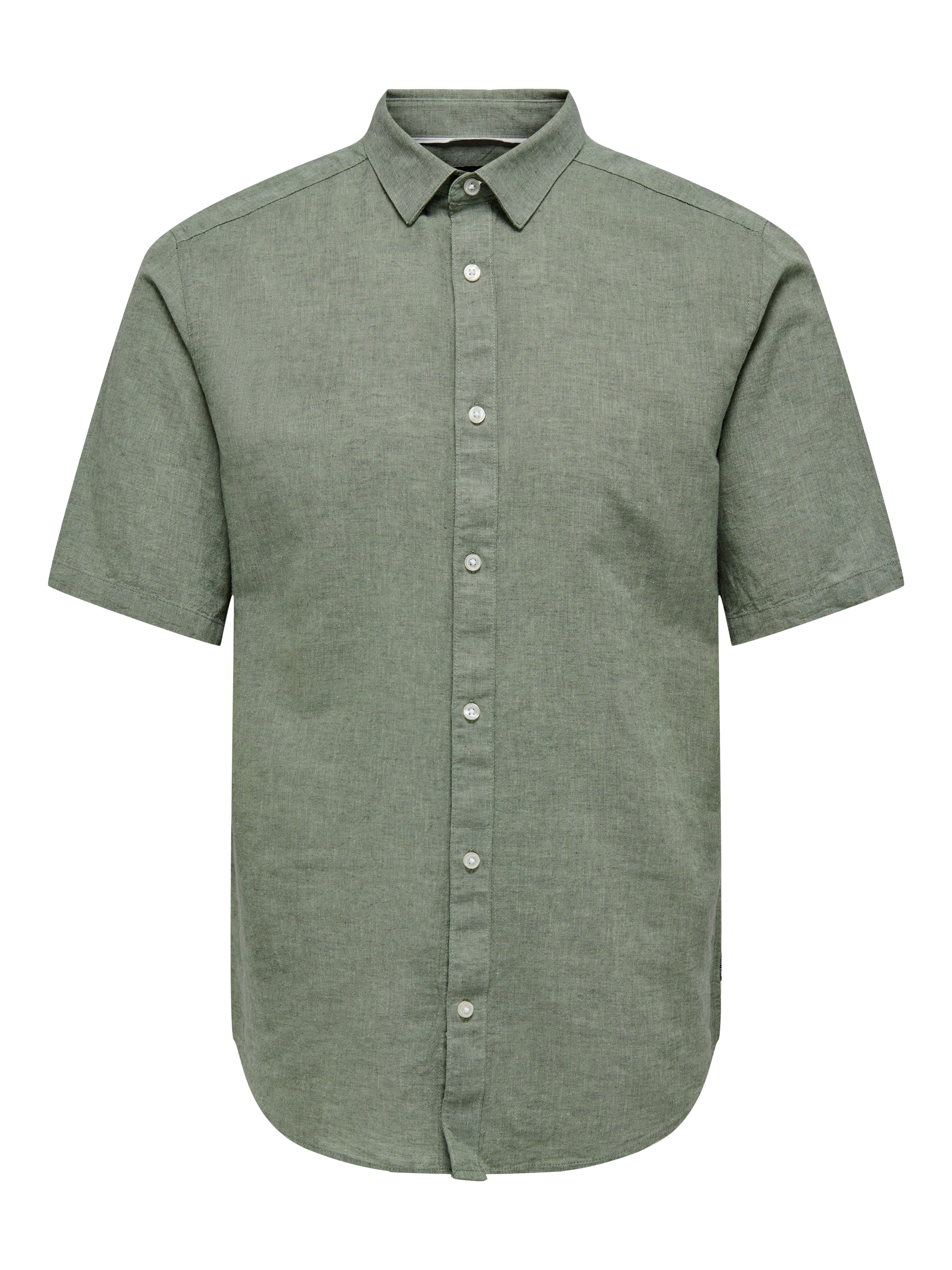 ONLY & SONS Overhemd met korte mouwen ONSCAIDEN SS SOLID LINEN SHIRT NOOS