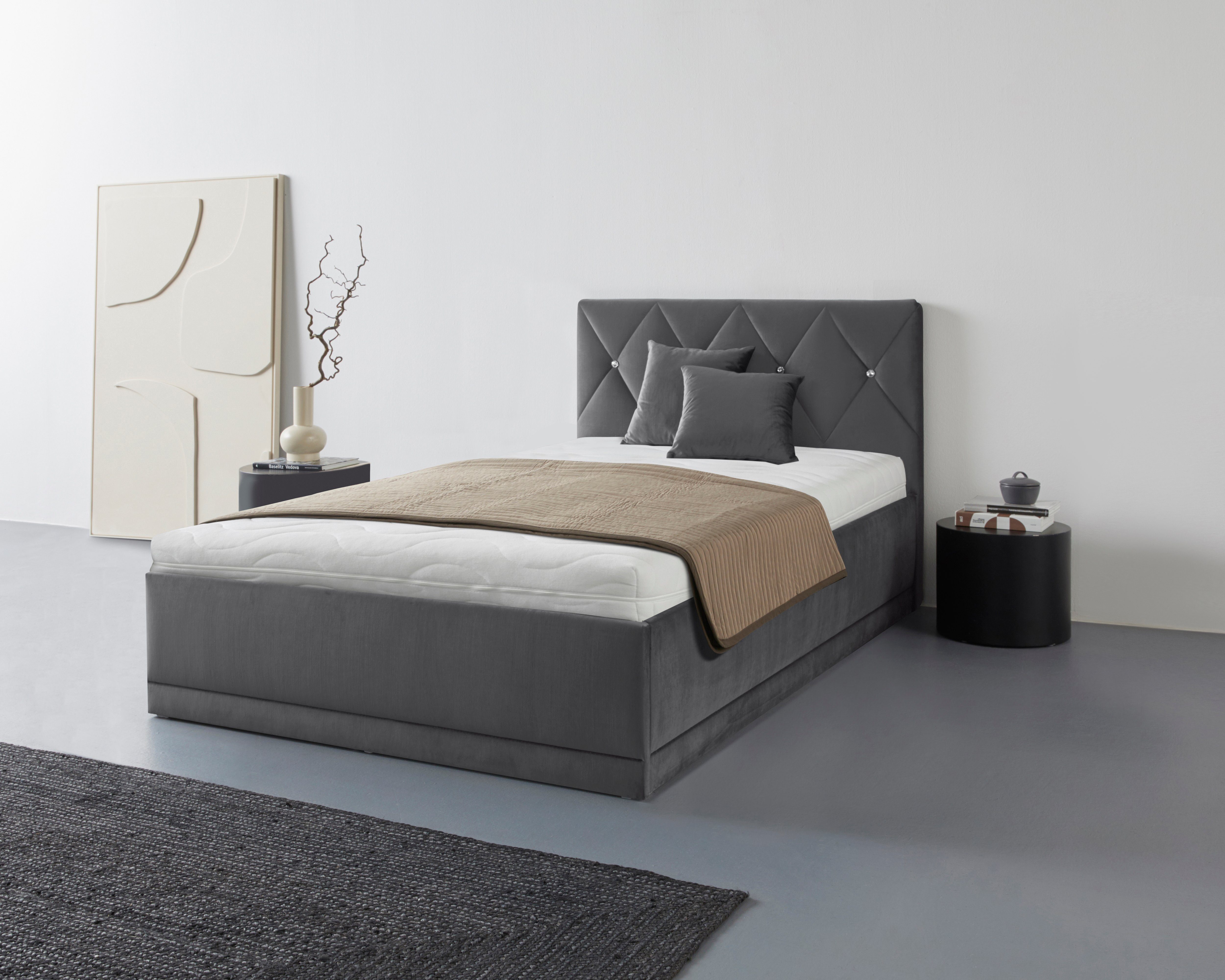 Westfalia Polsterbetten Gestoffeerd bed ADAMAS ook met bedlade, knoopdetails met stras