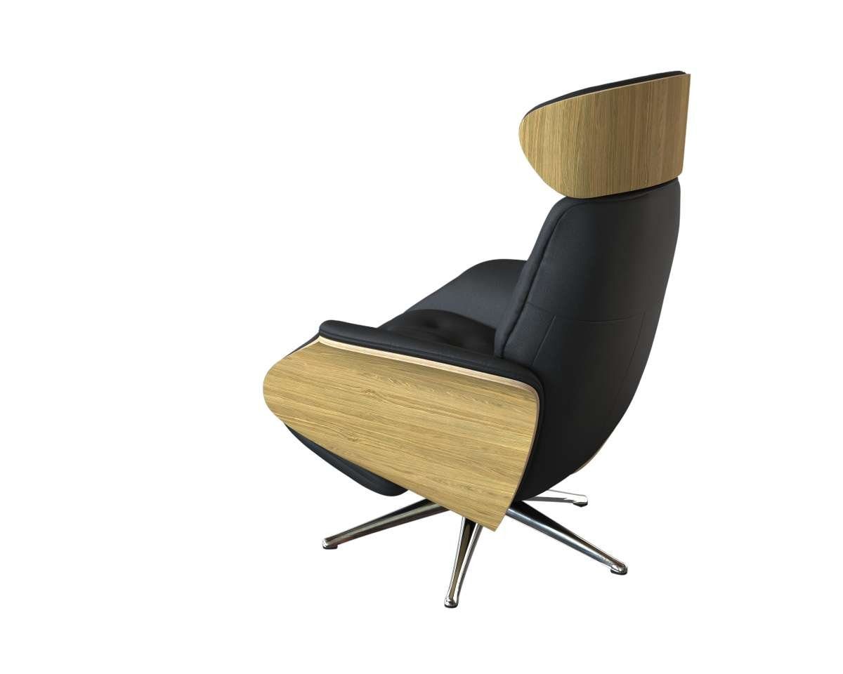 FLEXLUX Relaxfauteuil Volden praktische elektrische fauteuil Maat M, elektrische rug- en voetensteun, accu, armleuning Eiken, aluminium voet